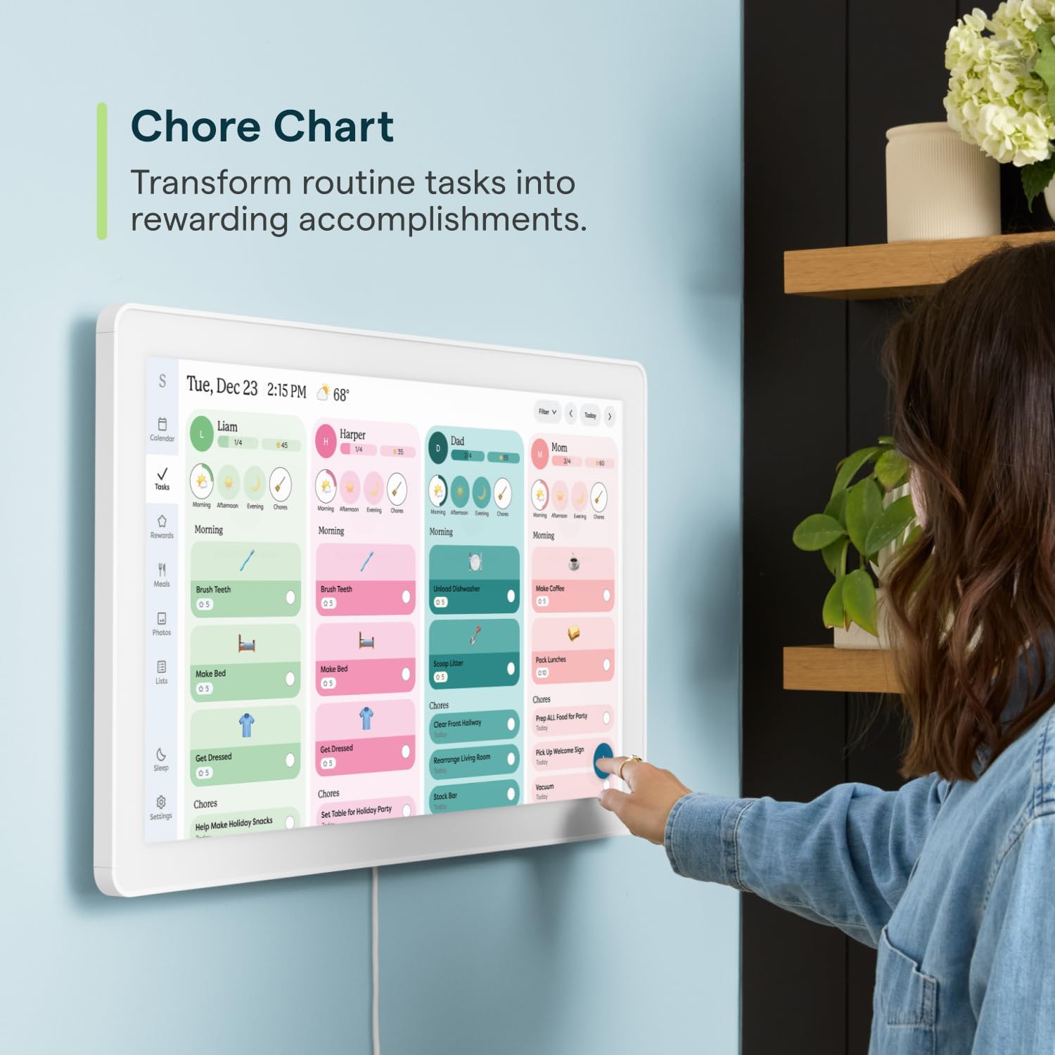 Skylight Calendar Max: 27-Inch Smart Digital Calendar & Chore Chart, Family Organizer with Interactive Touchscreen Display – Wall Mountable in Portrait or Landscape, Classic White Frame (Bilingual English/French Edition) - 4