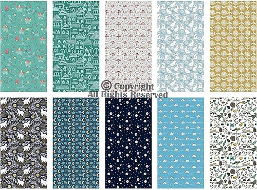 Miniatura 2 de Craftido -21 opciones- Paquetes de tela de acolchado 100% algodón, 10 piezas de cuartos gruesos de 18 x 21 pulgadas, peso medio de 5.2 onzas, para