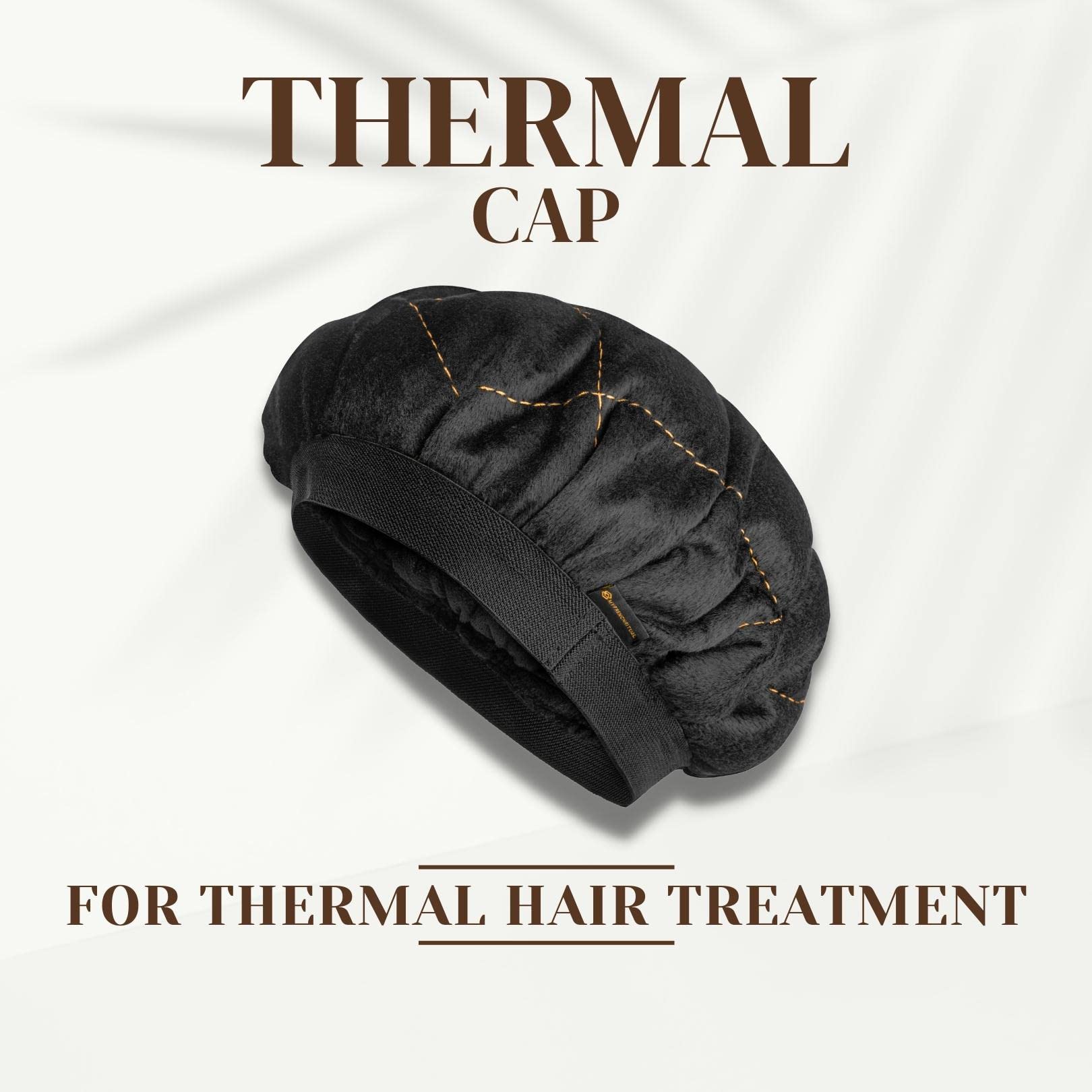 Heat Cap for Deep Conditioning Black & Gold Hot Head Thermal Cap