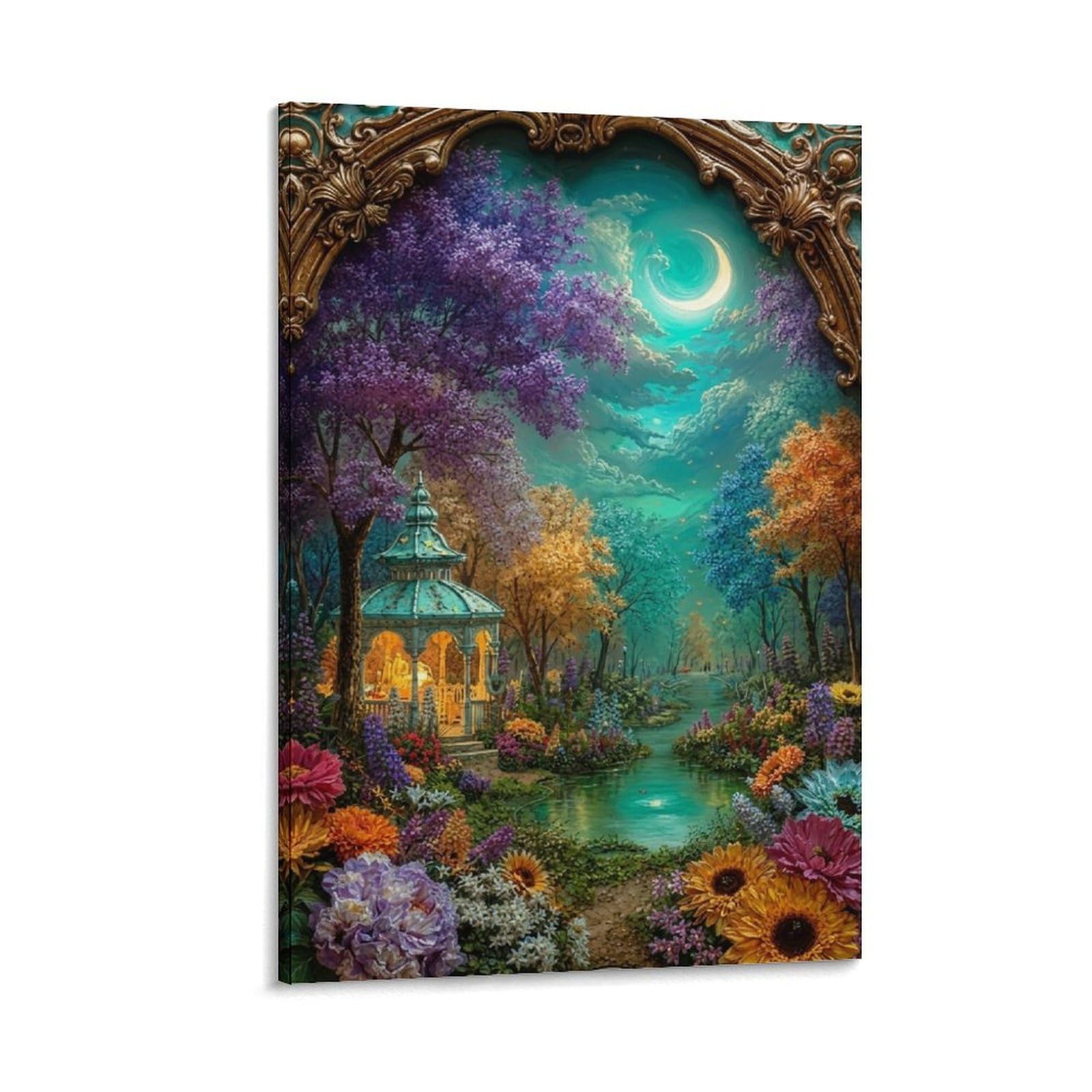 DHBANEIOK Fantasy Garden Scene Poster Artwork Canvas Prints Picture Modern Canvas Wall Art Picture Wall Hanging for Home Decorations 20x30inch(50x75cm)