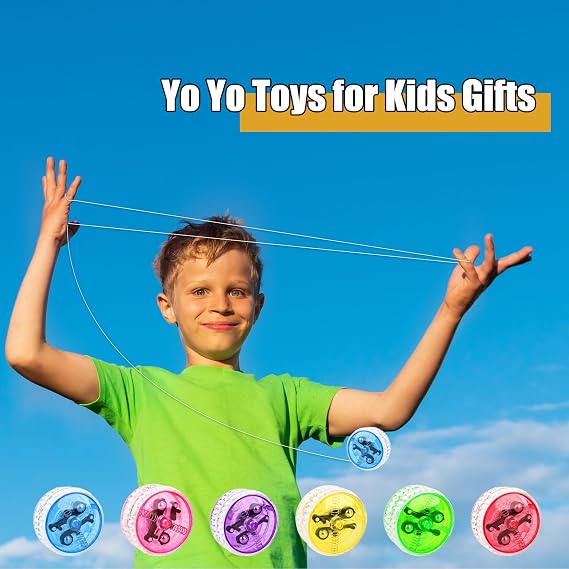 24 Pack Led Light up Yo Yo Colorful Beginner Yo Yo Ball Light up Responsive Ball for Kids Birthday Party Goodie Bag Fillers Classroom Rewards, 6 Colors