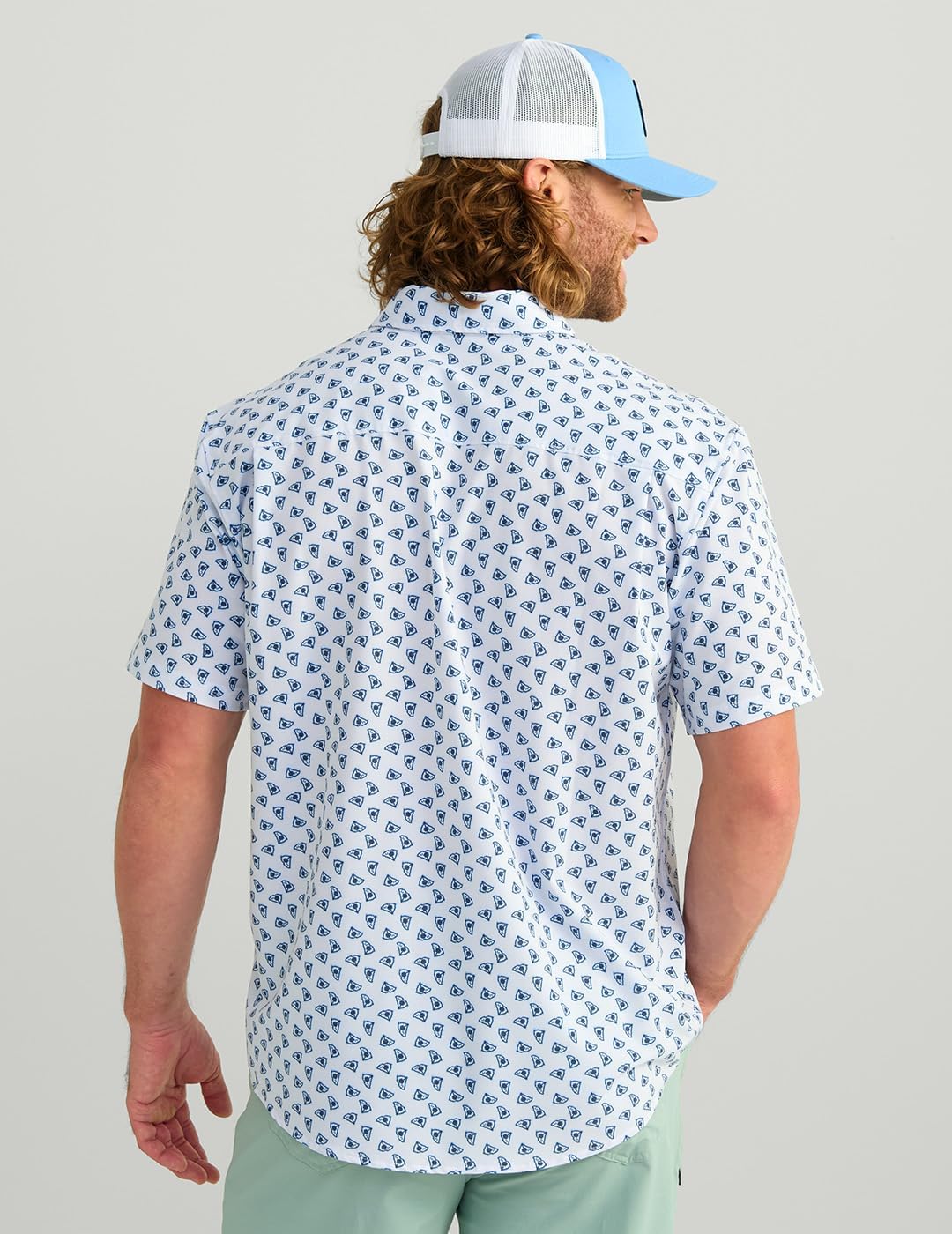 HUK - Men's KC Scott Patterned Kona Shirt, Performance Button Down Shirt