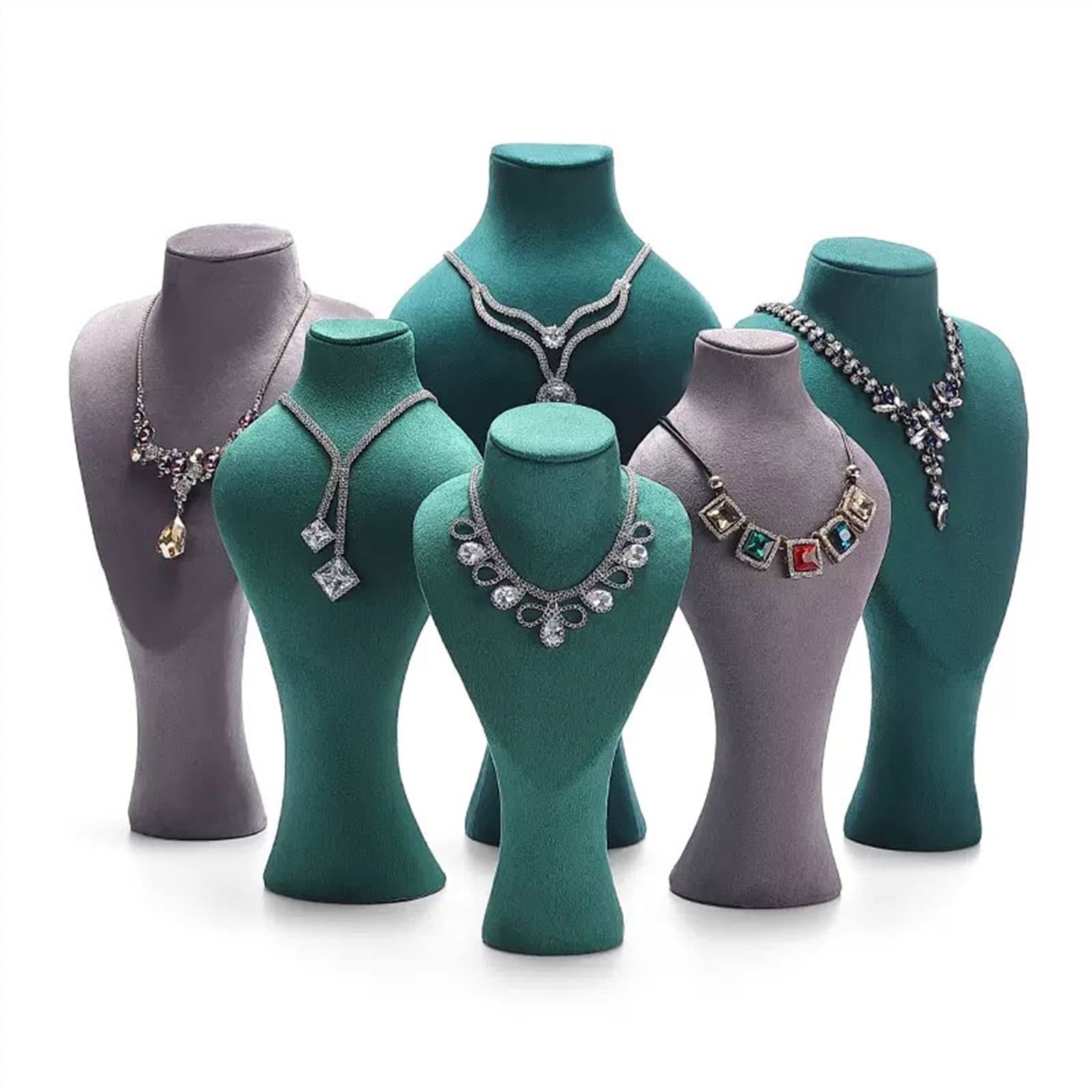Gioielli Espositore Espositore busto collana di velluto verde, busto espositore gioielli a forma di cuore for la vendita e spettacoli, supporto cavalletto collana, supporto busto gioielli Gioielli Ere
