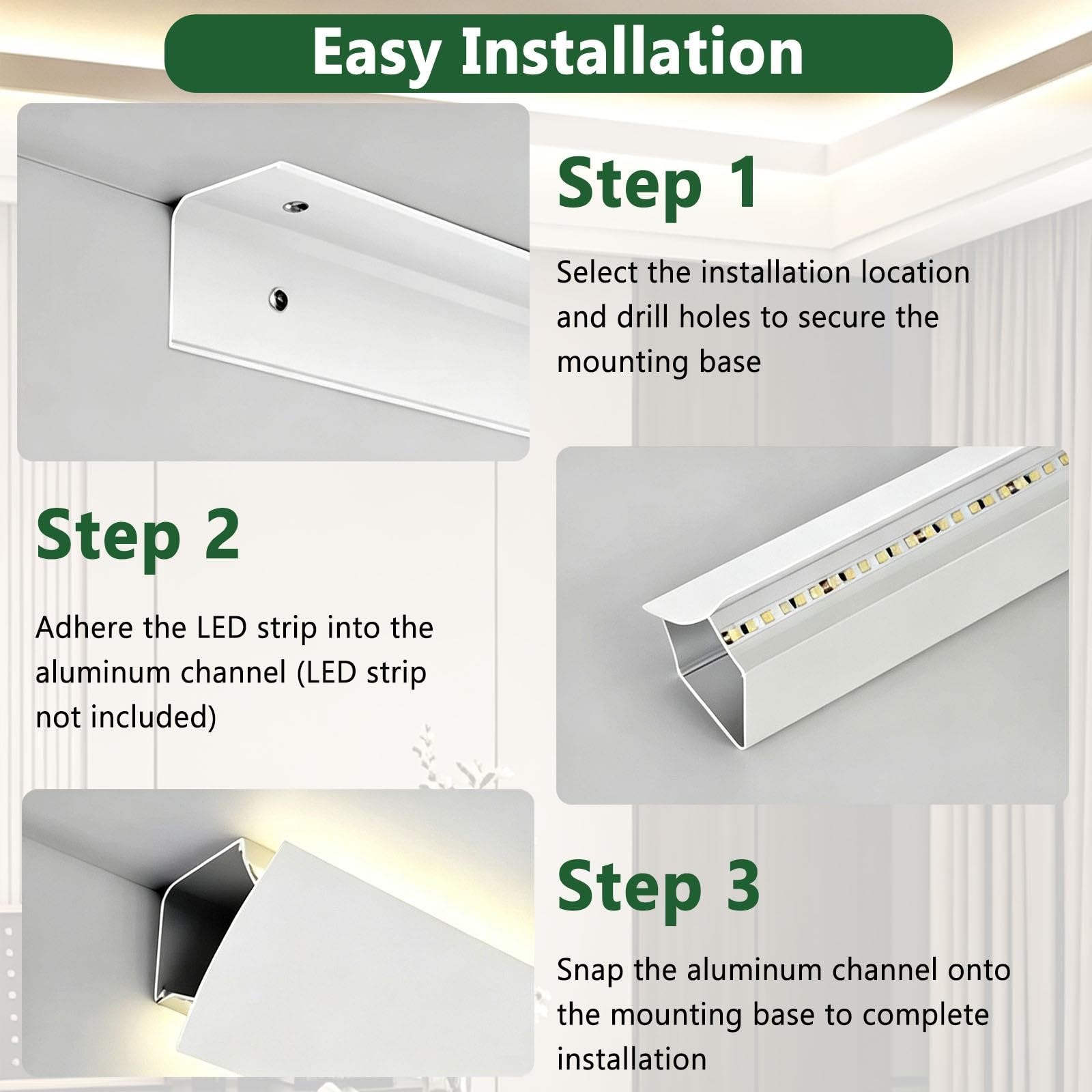 Perfil LED Aluminio Pared Doble Emisión Para Tira LED Indirecta