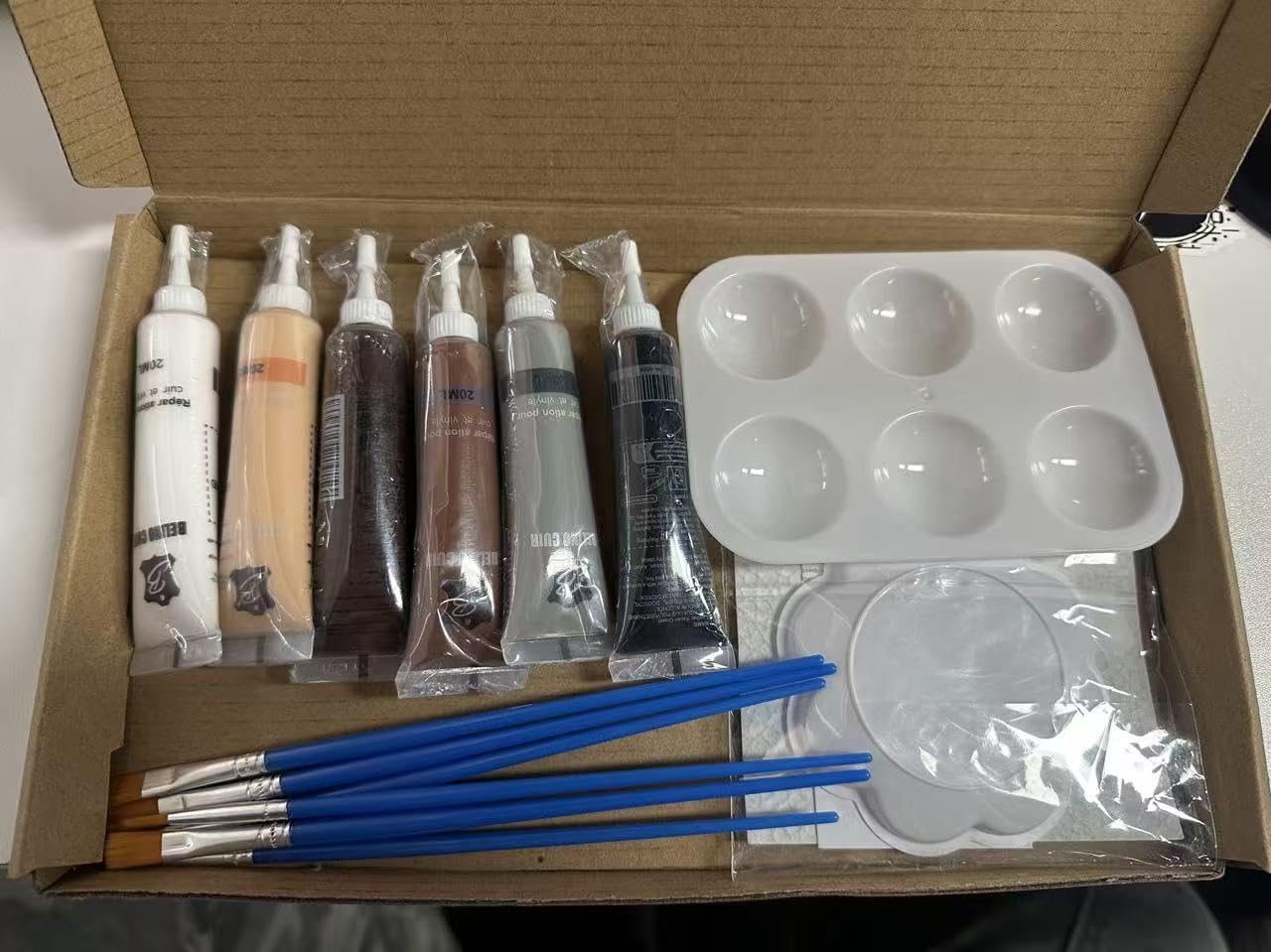 Zestaw naprawczy do skóry w 6 kolorach, brązowy, do mieszania, skóra fiussigowa, zestaw naprawczy do samochodu, skórzanej kierownicy, sofy, kurtki, paska, butów, sztucznej skóry, rys