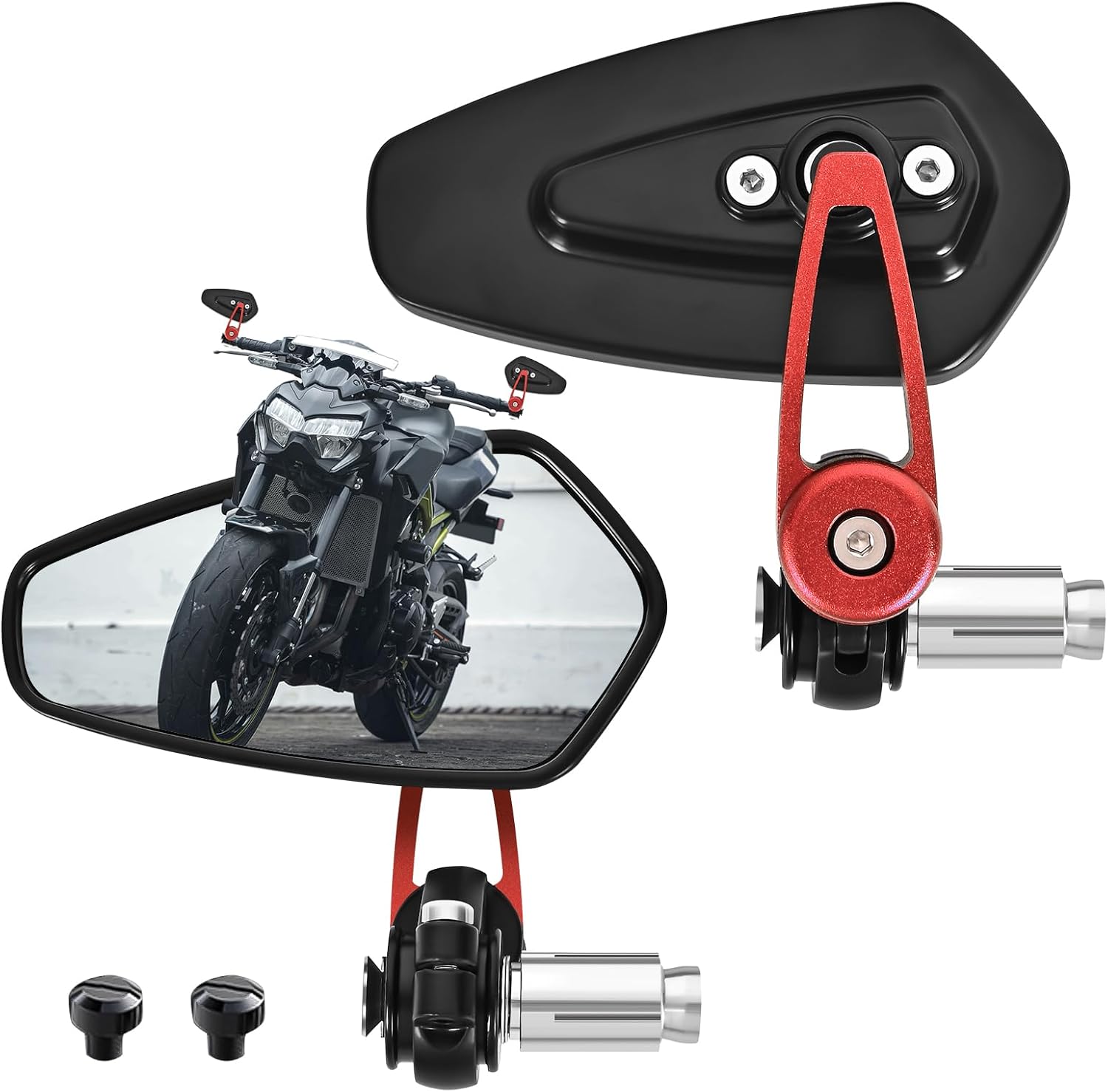 Motorcycle Mirrors for Handlebars, 7/8" Bar End Mirrors Include Mirror Plugs Compatible with Honda Grom MSX125 Z650 Z125 pro Z750 Z800 MT-07 MT-03 MT-09 FZ-07 FZ09 FZ8 FZ6R0 GSX-S125 (Black)