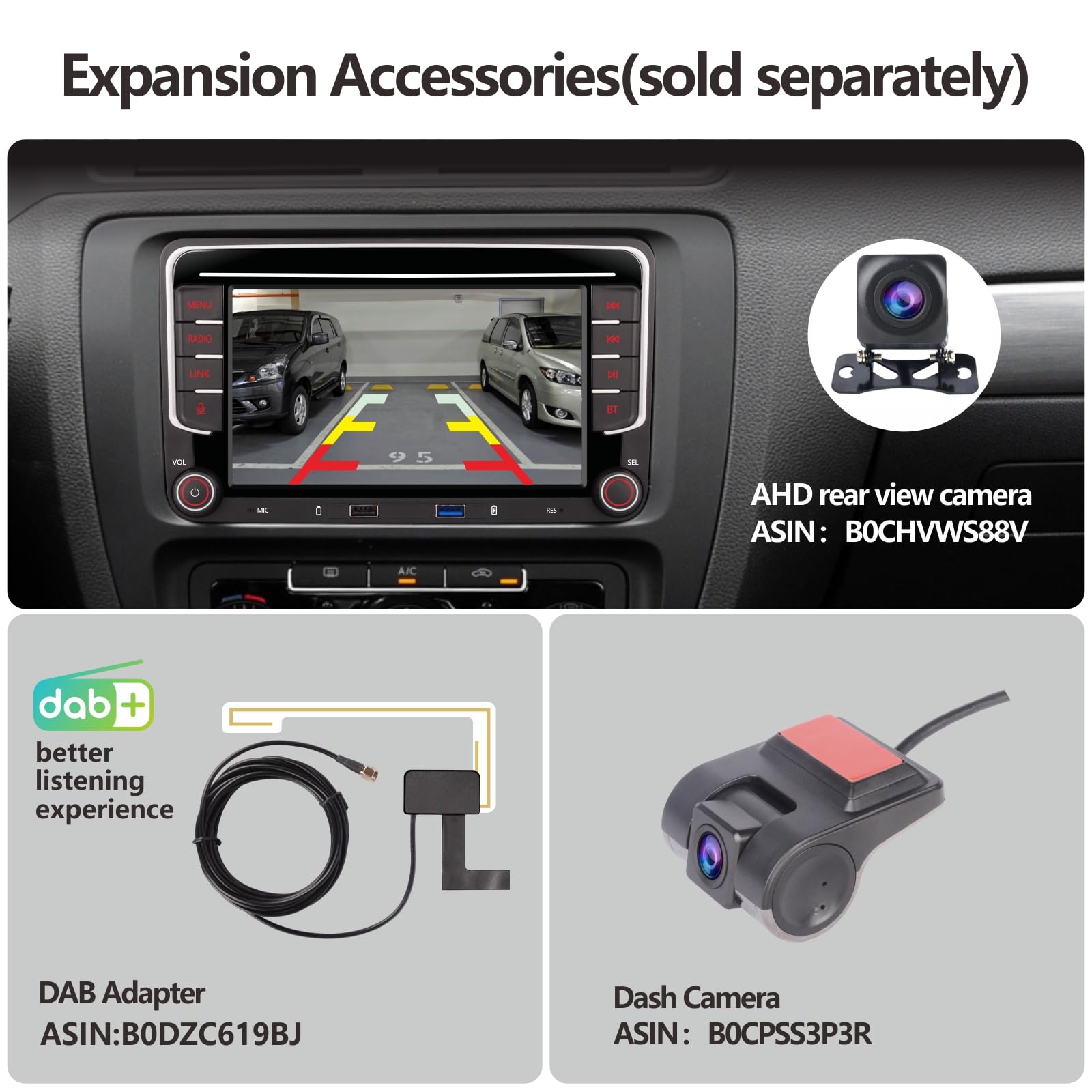 YZKONG Autoradio per VW Passat Golf Mk5 Jetta Caddy Eos Tiguan con Wireless Carplay Android Auto, ricevitore per auto a doppio din Screen, radio AM/FM Bluetooth porta USB