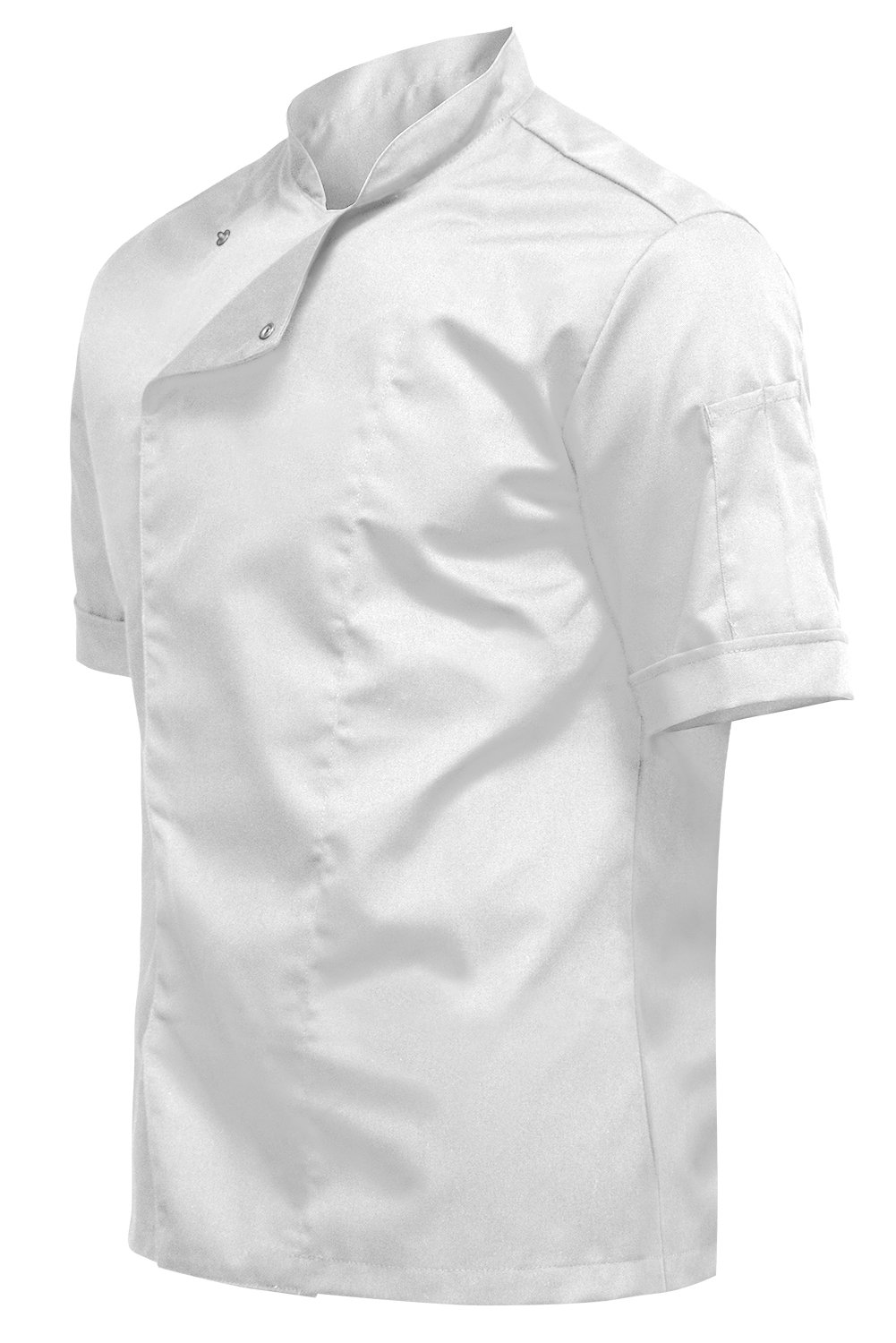 strongAnt Chaqueta de Chef para Hombre Slim Fit Stretch con Botones de presión o Cremallera, Chaqueta de Panadero - Manga Corta - Negro Gris Blanco