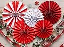 FI - FLICK IN Red Paper Fans Set for Weddings Birthday Decor Bridal Parties Baby showers Anniversary (Pack of 6) gallery image