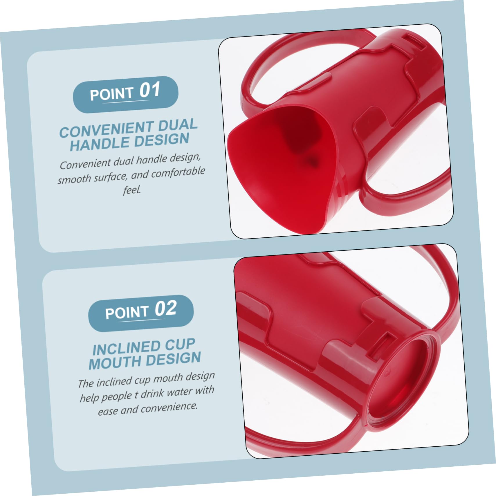 Vaso Boca Inclinada para Adultos Mayores Rojo para Beber de Plástico