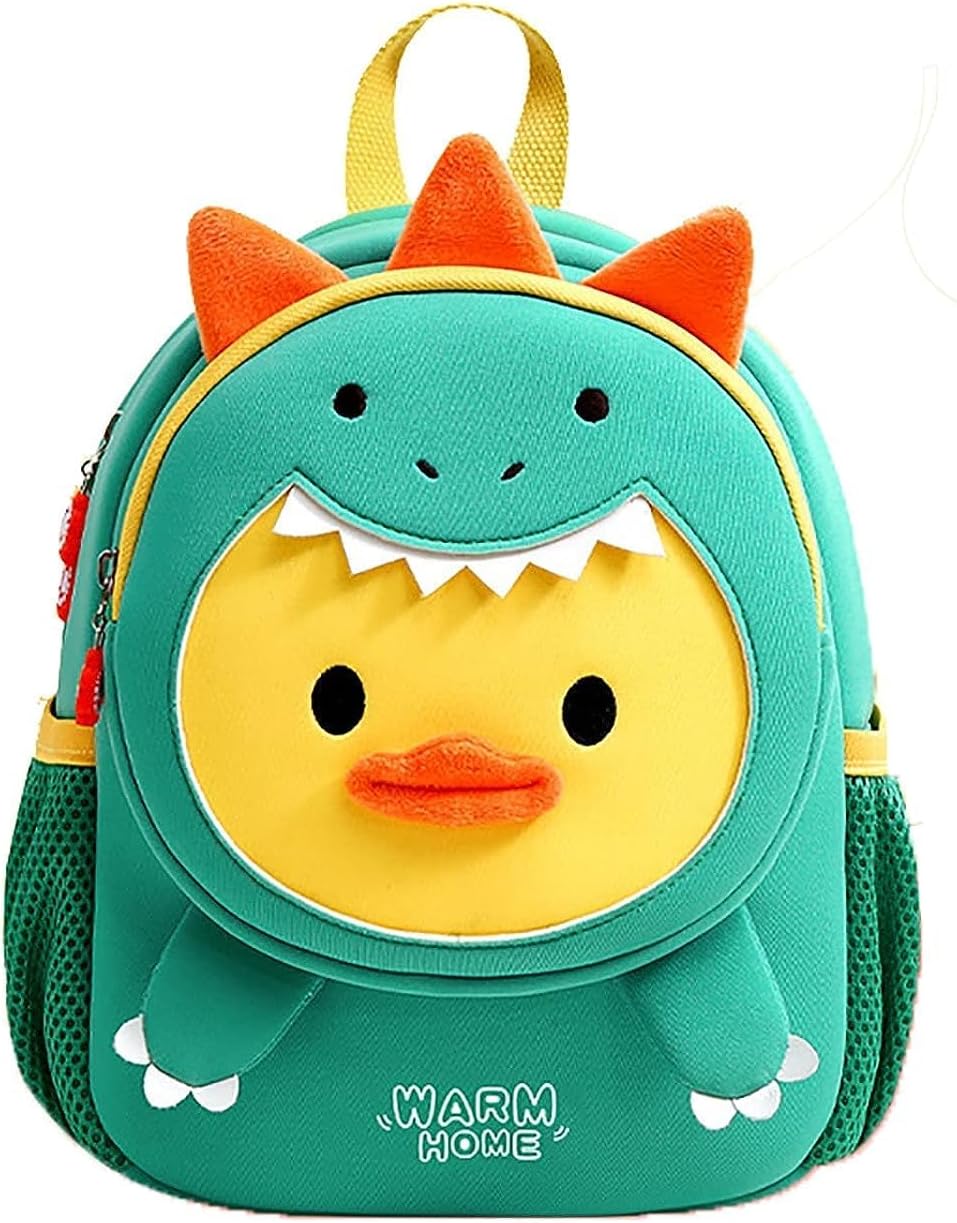 Cute Toddler Backpack Toddler Bag Schoolbag Animal 3D Cartoon Mini Travel Bag for Baby Girl Boy 2-8 Years Small Kids Daypack,Dinosaur Duck, multi