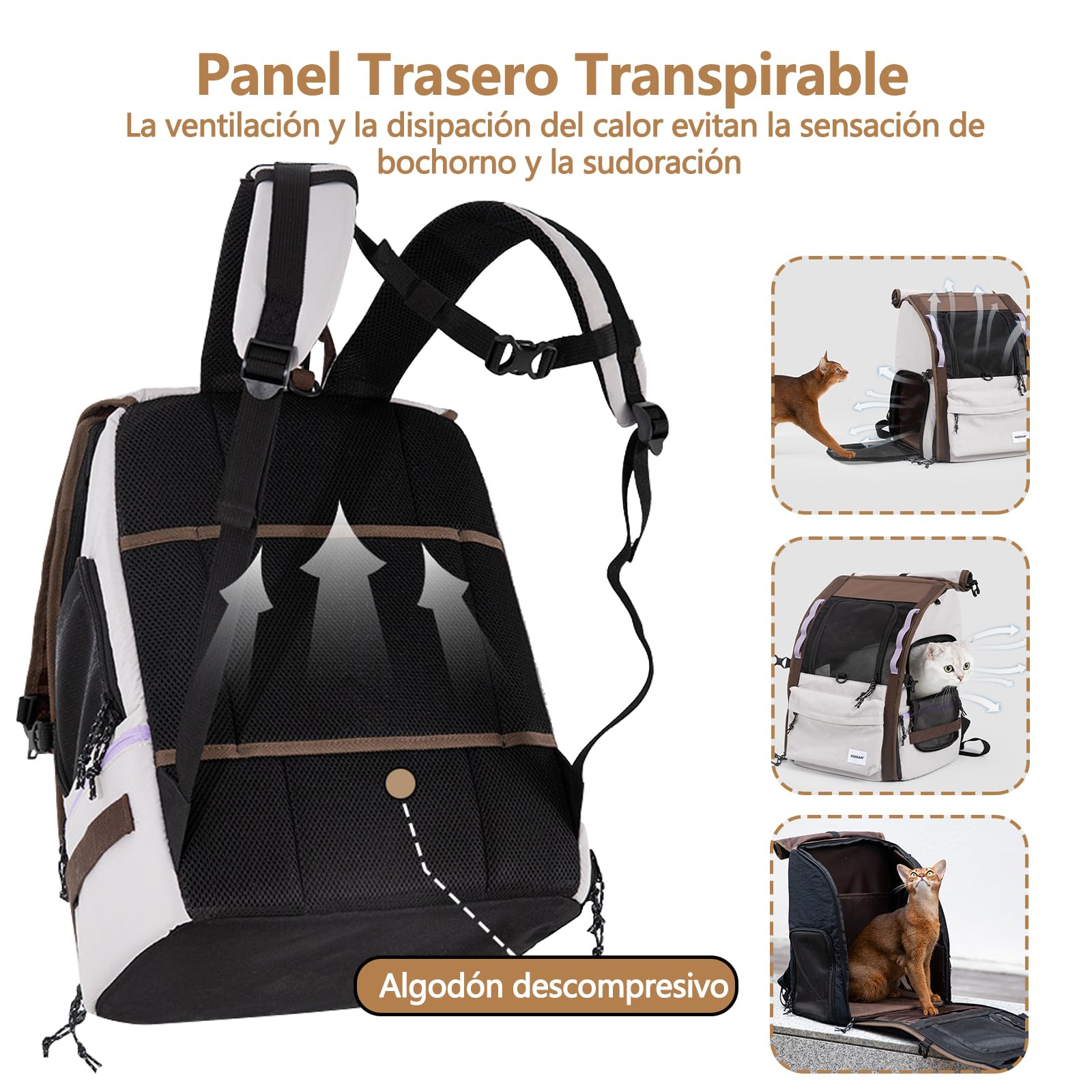 Galatée Mochila para Mascotas, Fabricada En Nailon Transpirable, con Un Diseño Estable y Gran Capacidad, Que Incluye Una Cortina Enrollable（Bolsa Gris）