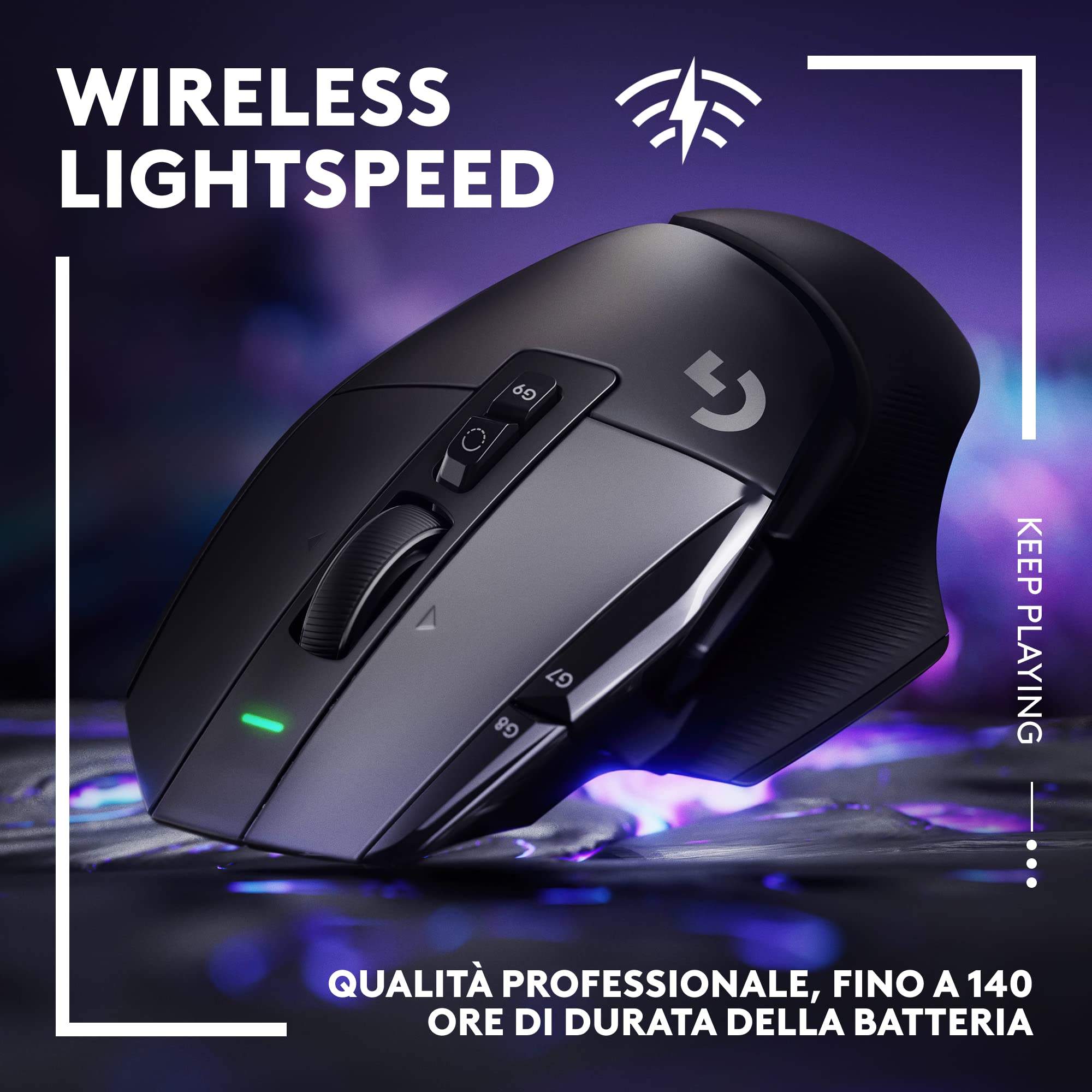 Logitech G G502 X LIGHTSPEED Mouse Gaming Wireless - Mouse Ottico con Switch Ottico-Meccanici Ibridi LIGHTFORCE, Sensore per Gaming HERO 25K, Compatibile con PC - macOS/Windows - Nero