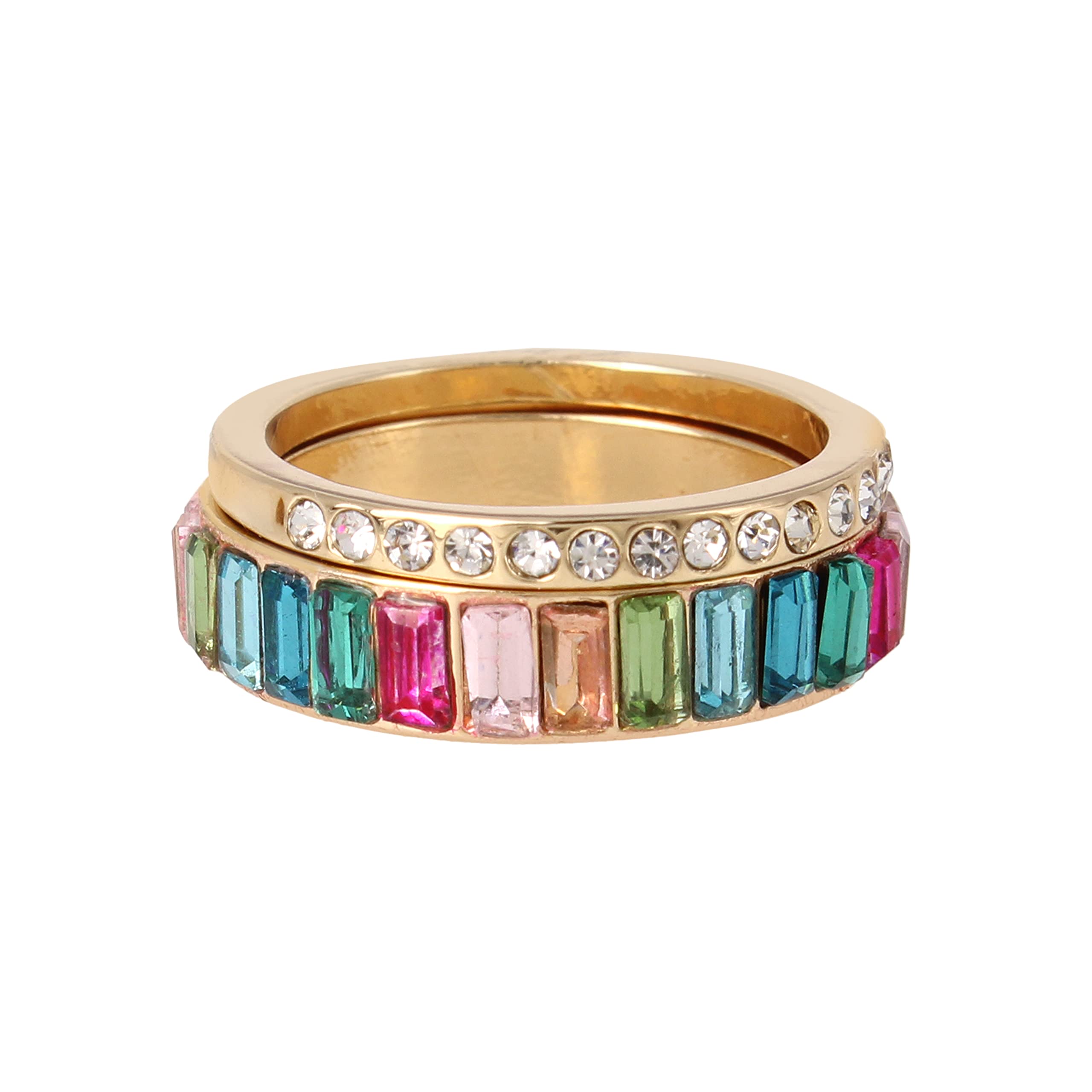 Baguette Ring Set,Multi,374942GLD966, Non-Precious Metal Glass, no gemstone