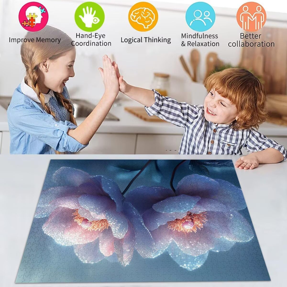 Blume Puzzle für Erwachsene Kinder Anspruchsvoll 5000 Teile Impossible Klassische Puzzles Schwer Anlage ab 8 9 10 Jahre Mädchen Jungen Jigsaw Kunst Educa,für Dekoration und Geschenke 105x156cm t-339