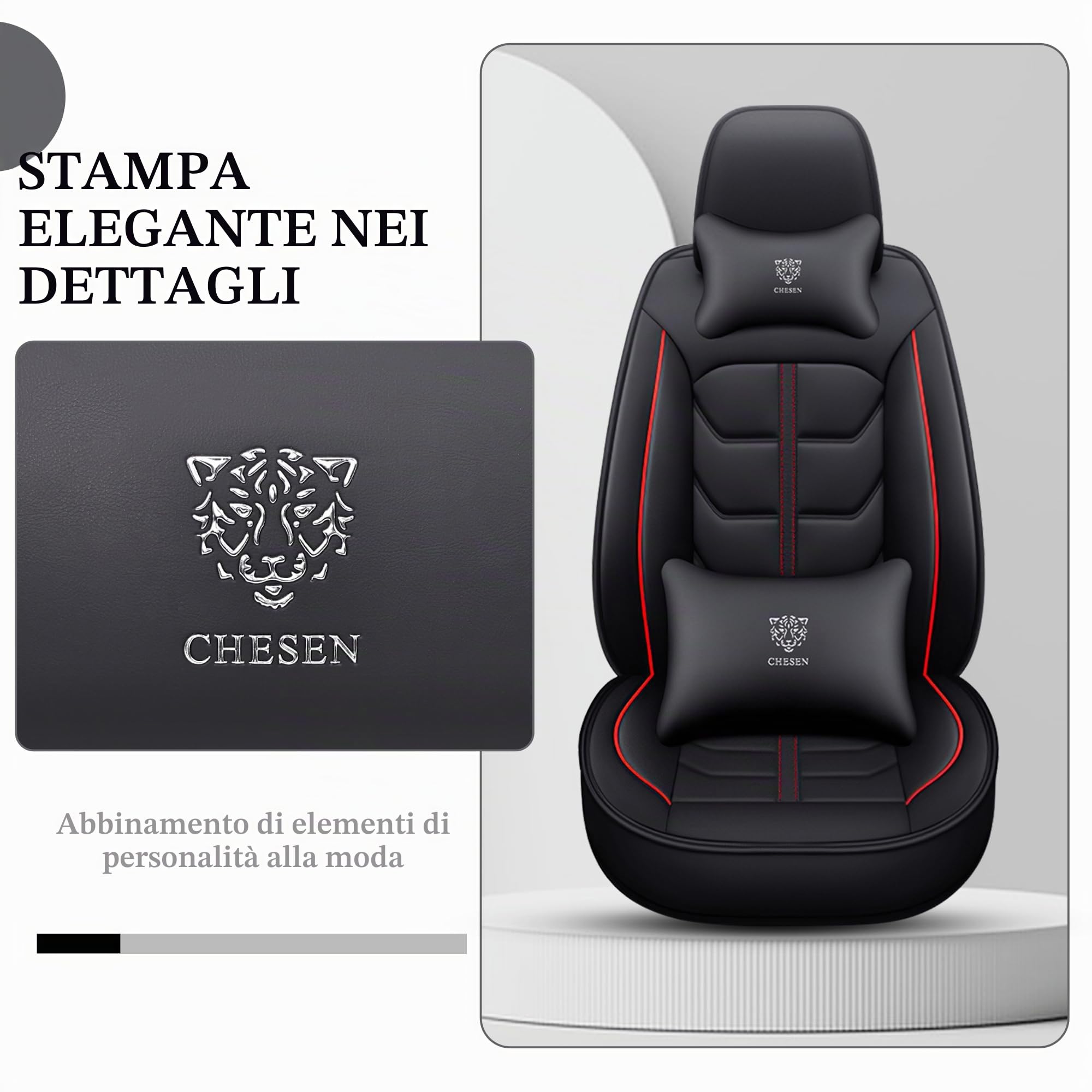 Coprisedili Auto Universale per Ford Transit Custom 2017 2018 2019-2023 2024 2025, Impermeabile，Traspirante in Pelle Resistente all'Usura,Cuscino Lombare(Black Red)
