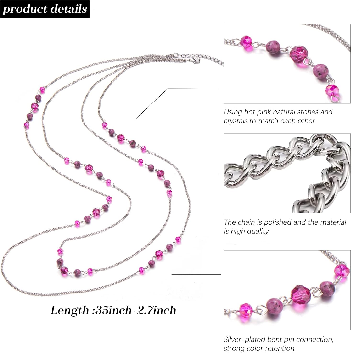 Noessla Long Silver Necklace for Women Bohemian Layered Statement Costume Long Necklaces for Women Fashion Jewelry Mothers Day Gifts - Image 5