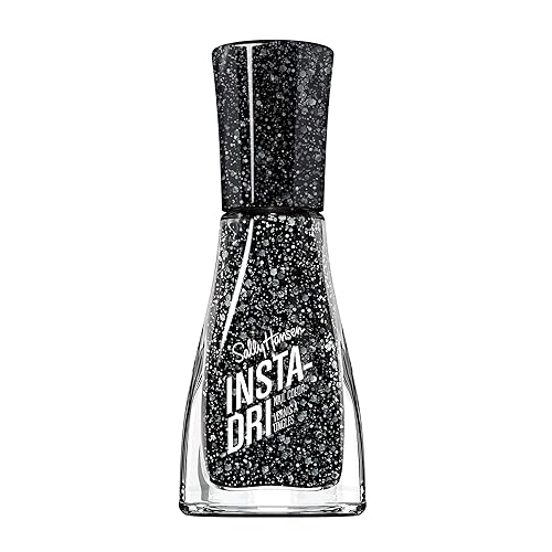 Sally Hansen, Insta-Dri - Esmalte para uñas en color negro con brillos, tono Powerslide