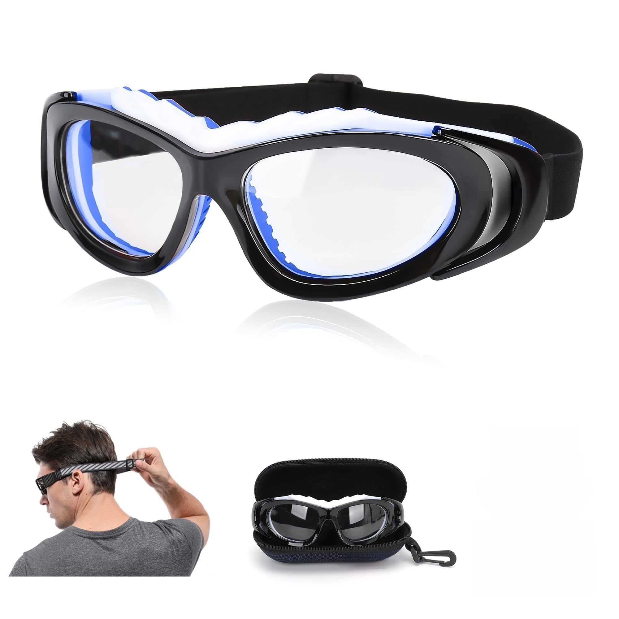 THE WHITE SHOP Sports Goggles Glasses for Men Women Basketball Soccer Football Glasses Sport Eyewear Security Goggles Lens Replaceable（black）