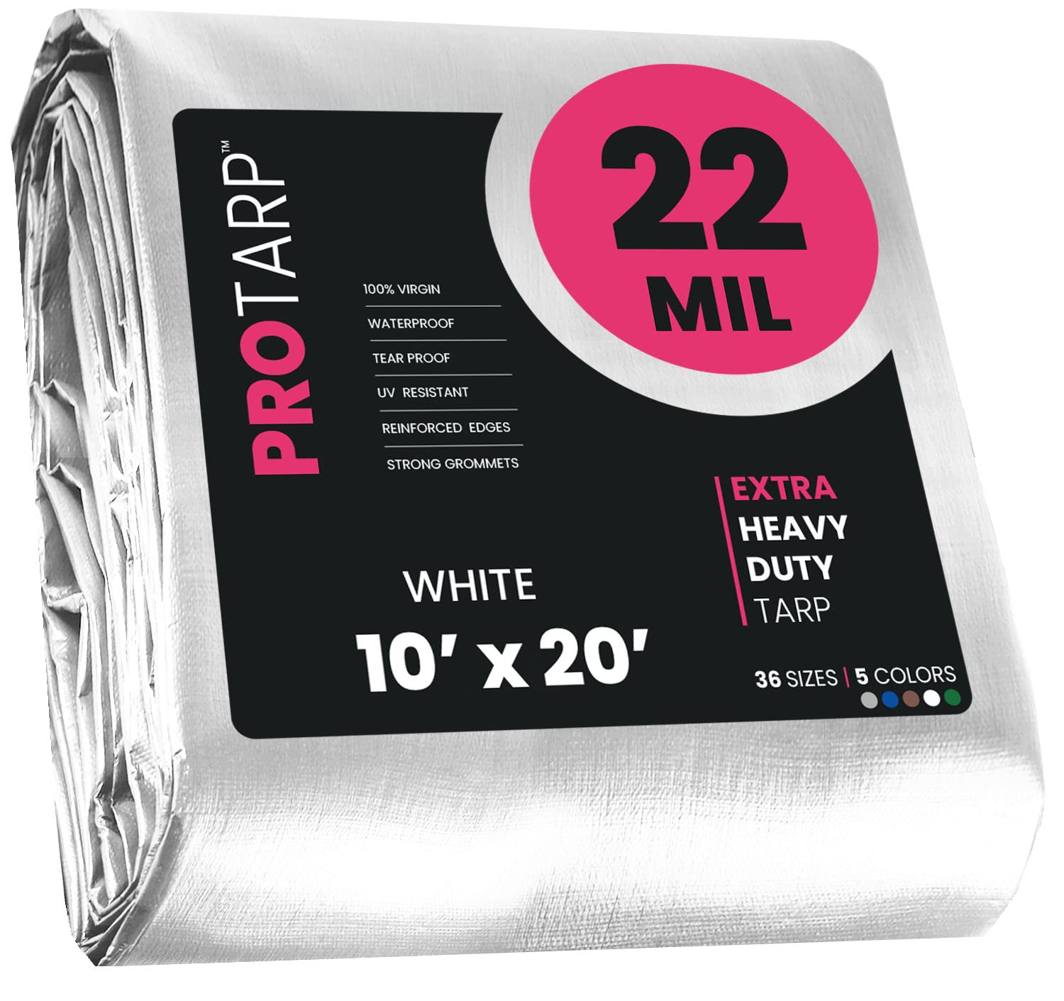 PROTARP Extreme Heavy Duty 22 Mil Tarp Cover White 10x20