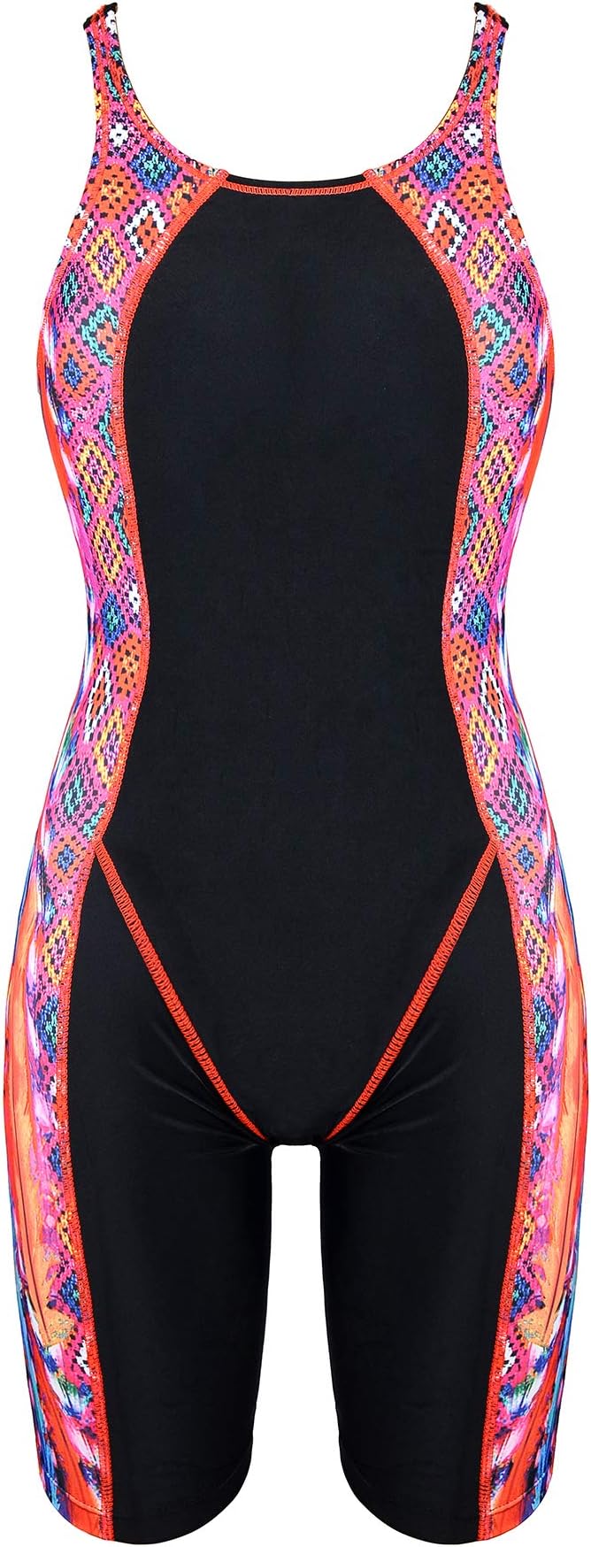 Peacoco Girls' Solid Splice Athletic One-Piece Swimsuits Racerback Competitive Legsuit