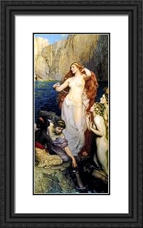 ArtDirect Draper, Herbert James 16x24 Black Ornate Framed Art Print with Double Matting Titled: The Pearls of Aphrodite