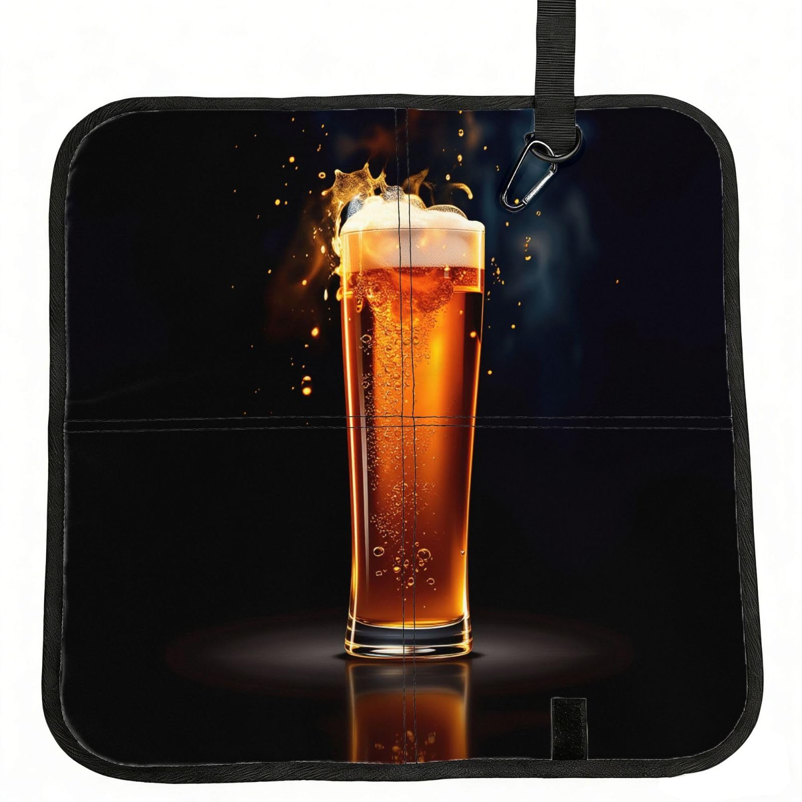 SDEGTHO Golden Beer Splashes Print Padded Seat Pad Folding Cushion Waterproof Bench Mat Portable Outdoor Rest Mat 15.8"