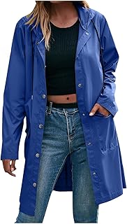Angxiwan Rain Jackets Women's Rain Parka Waterproof Lightweight Wind Jacket Lightweight Long Bicycle Rain Jacket Thick Casual Reflective Cycling Jacket