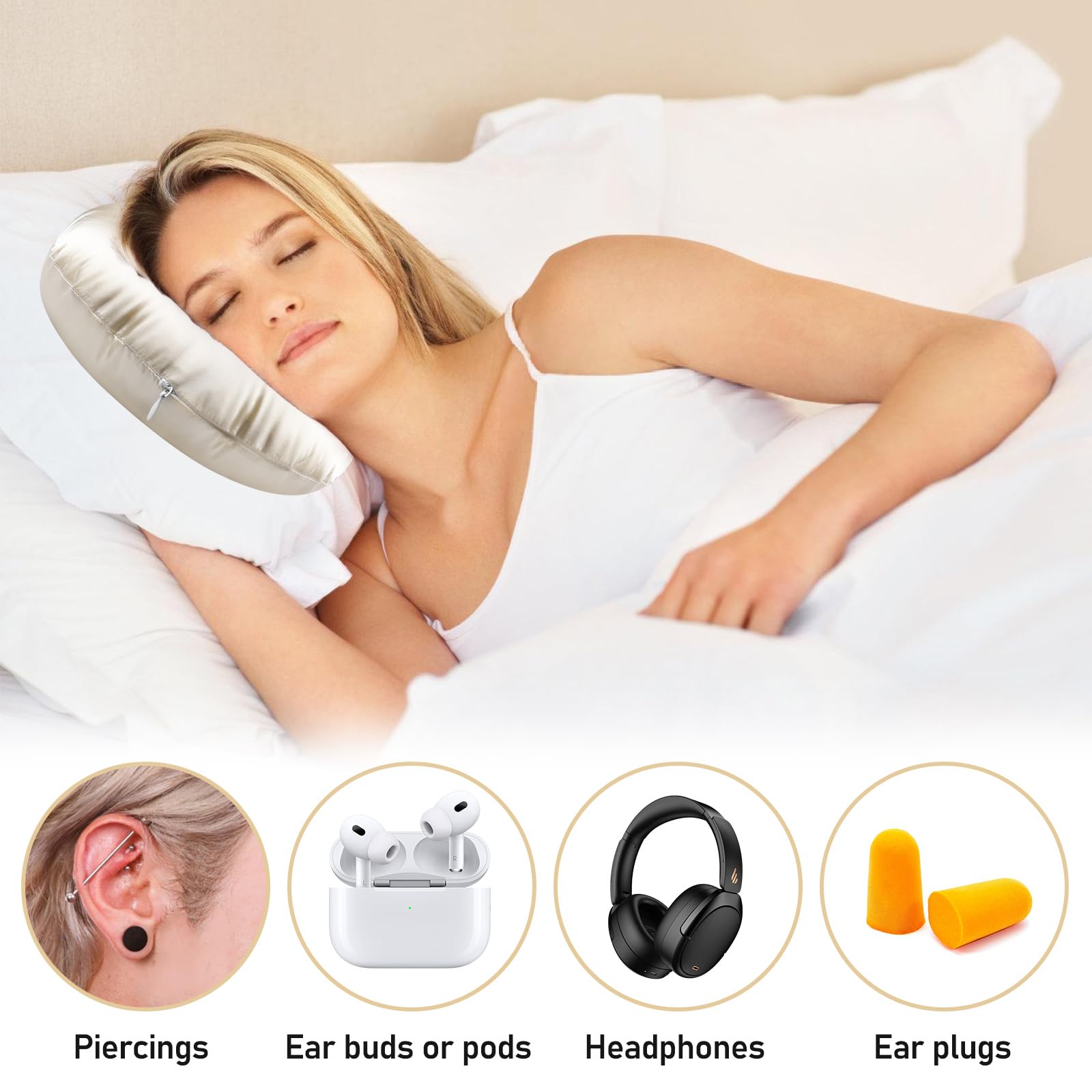 Poduszka do piercingu z otworem, poduszka na ucho, poduszka na ucho, poduszka do uszu z dziurką na boku, miękka poduszka do piercingu, poduszka do uszu, do łagodzenia bólu w uchu