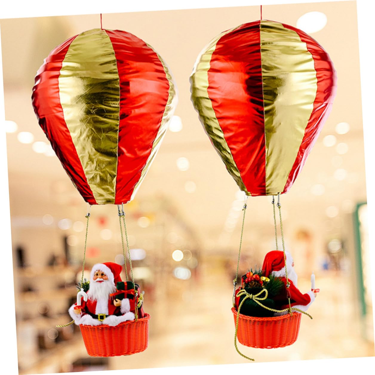Santa Weihnachtsdeko Heißluftballon Ornament Hängende Deckendekoration aus Sicherem Material Farbenfrohes Weihnachtsfest Ornament für Hotel Kaufhaus und Zuhause