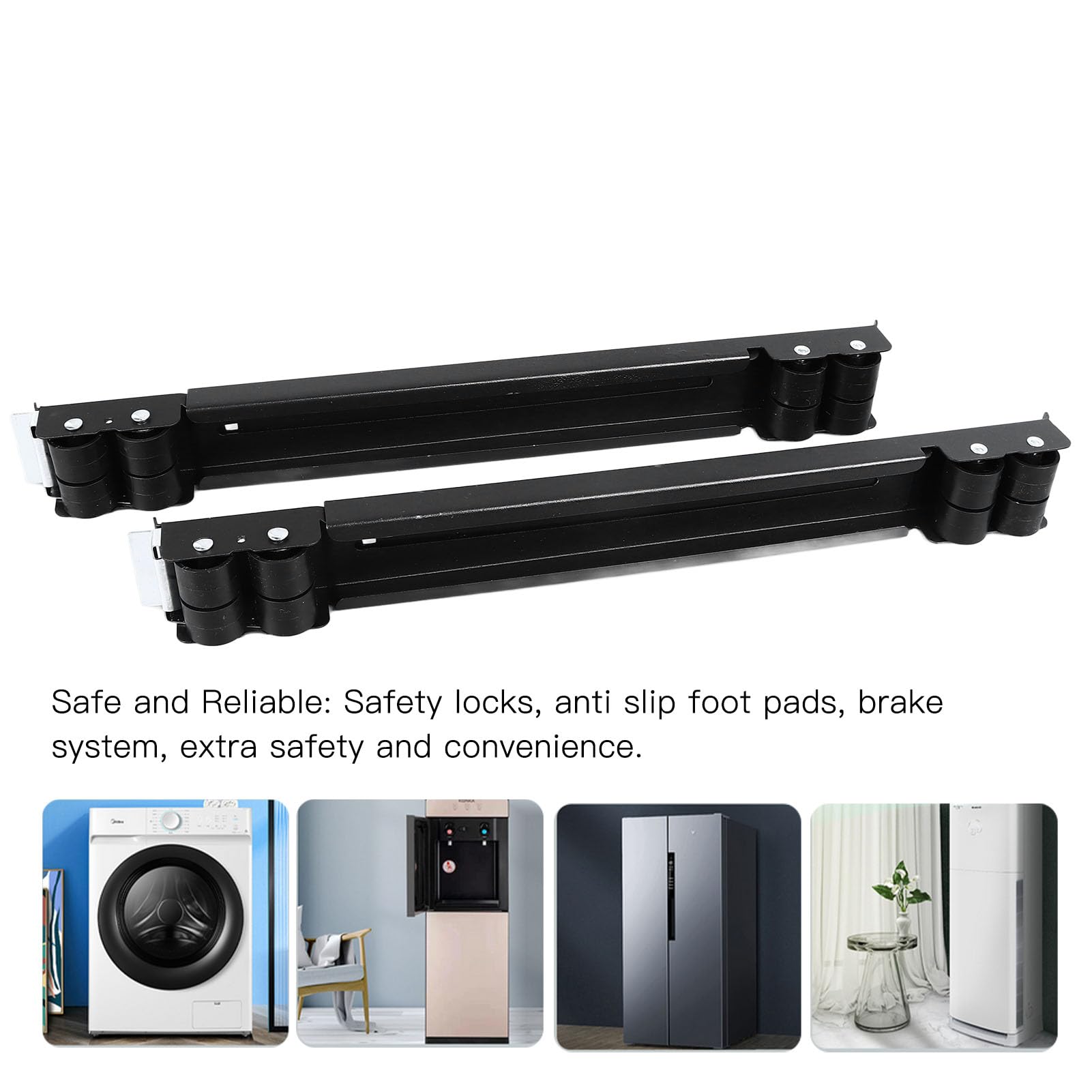 2 soportes extensibles para lavadora con ruedas para electrodomésticos, 16 ruedas con freno, rodamiento de 661 libras, base móvil para frigoríficos, secadoras y muebles