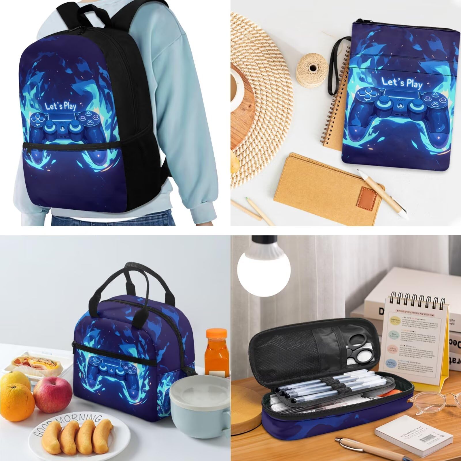 Set 4 in 1 di zaini per la scuola elementare per ragazze, con portapranzo, astuccio e astuccio per libri