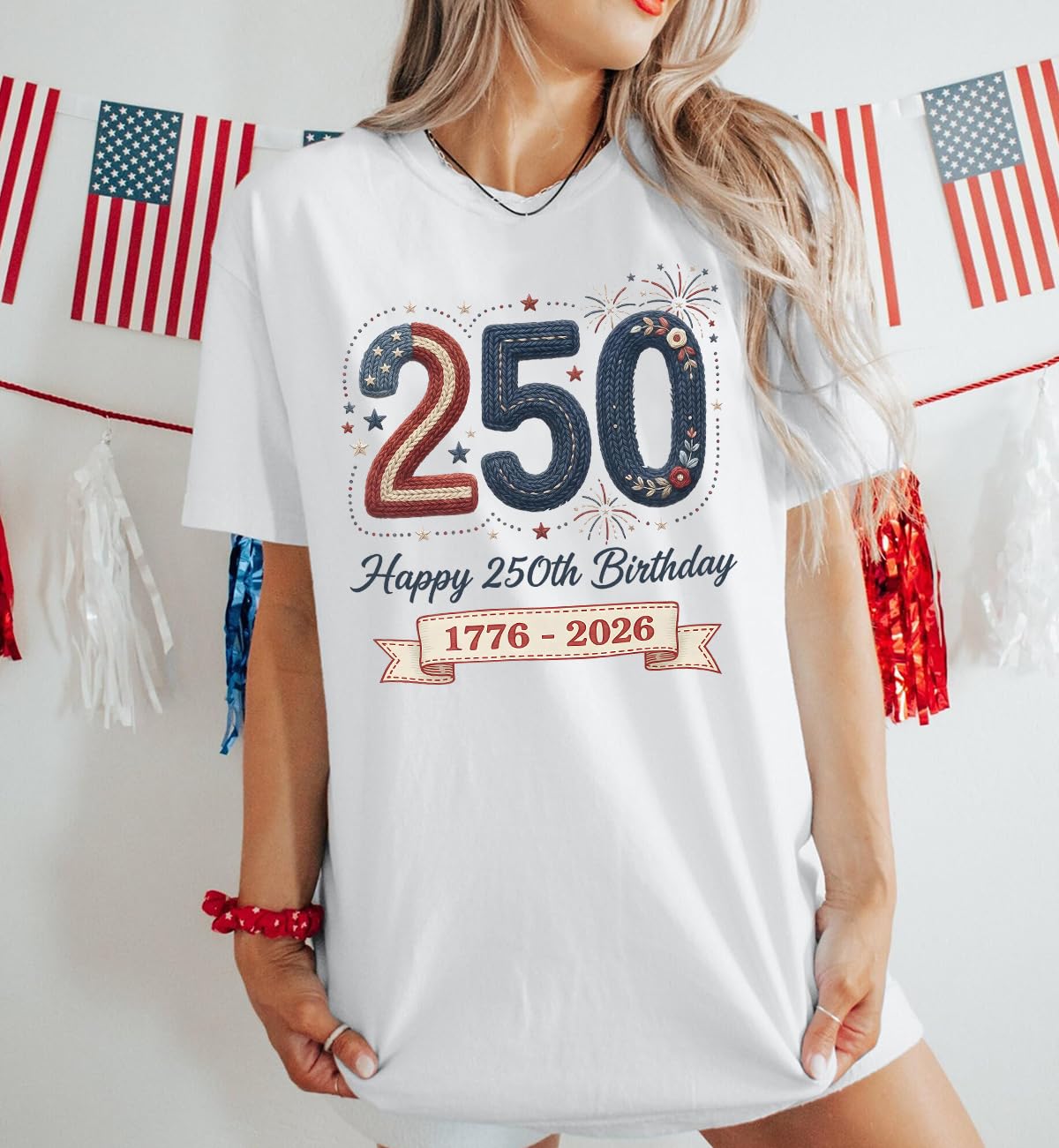 'Happy 250th Birthday America Shirt Independence Day' 4 lipca 250 rocznica USA koszula damska męska