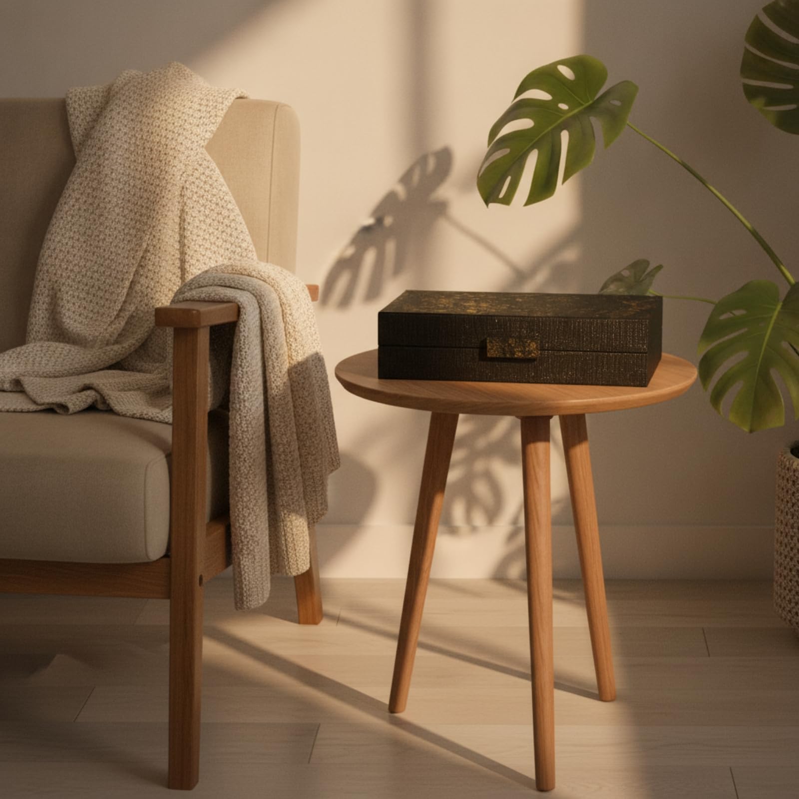 Caja Madera con Tapa Compacto Organizador Mesa Multiusos Joyero para Escritorio, Serie Dorada - Madera Tibetana · Caja De Almacenamiento Octogonal Alta