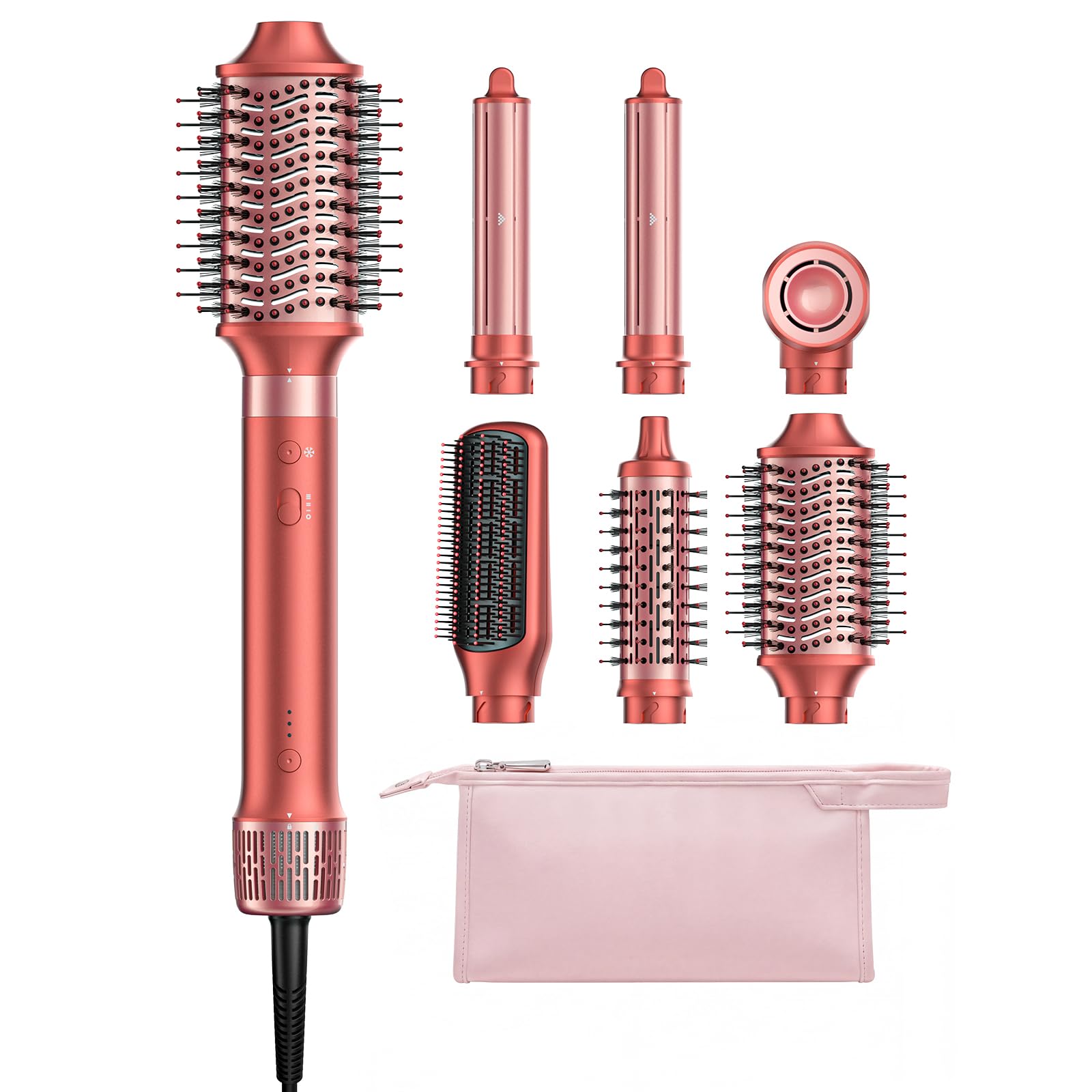 HITTIONA Airstyler - Spazzola per capelli 6 in 1, con arricciacapelli e asciugacapelli agli ioni ad alta velocità, spazzola ad aria calda, spazzola lisciante e volumizzante, per asciugare, arricciare