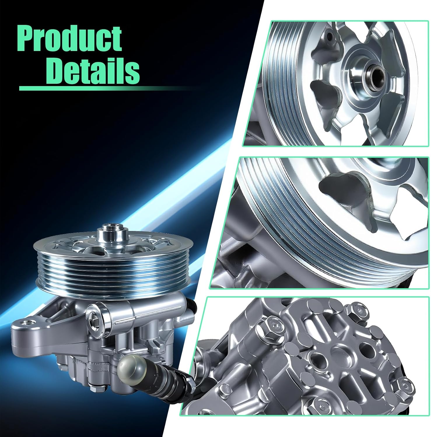 Power Steering Pump with Pulley Compatible with 2008-2012 Honda Accord 2.4L L4 (EX, LX, SE, LX-P), Replaces 56100-R40-A03 56100R40305 21-5495