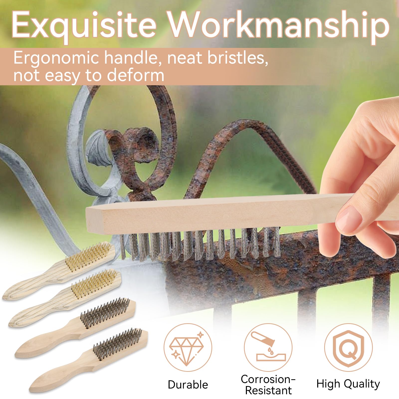 4 Stück Metallbürste,Drahtbürste Messing,Drahtbürste,Messing-DrahtbüRste Mit Holzgriff Drahtbürsten Set,Handdrahtbürste für Metall, Holz, Grill,für Schwierige Bürstarbeiten mit Geradem Draht 4 Stück Metallbürste,Drahtbürste Messing,Drahtbürste,Messing-DrahtbüRste Mit Holzgriff Drahtbürsten Set,Handdrahtbürste für Metall, Holz, Grill,für Schwierige Bürstarbeiten mit Geradem Draht