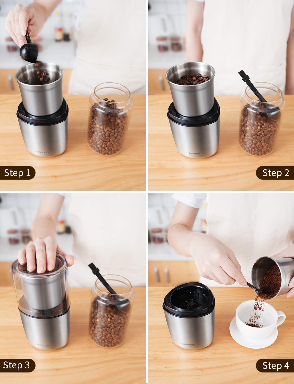 SHARDOR Electric Coffee Bean Grinder, Spice Grinder, 1 Removable Bowl