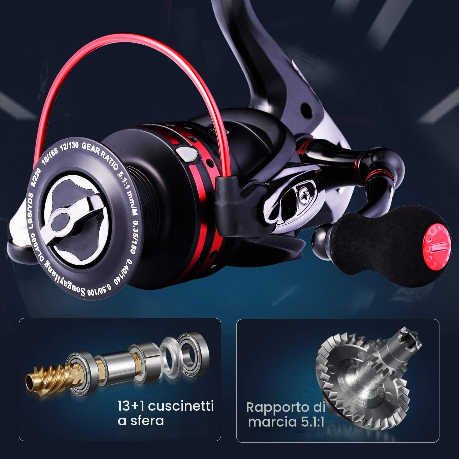 Sougayilang Mulinelli da pesca potenti 13+1BB mulinelli da spinning ultra lisci per acqua salata o d'acqua dolce