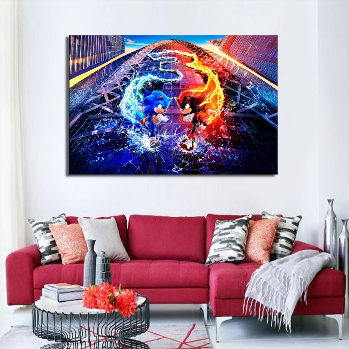 Leinwand Bild Cartoons Sonic Film für kinder Kunstdruck (100x70cm)