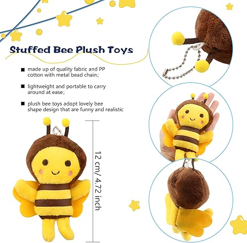 Miniatura 2 de Mini juguetes de peluche de abeja, llavero de abeja de felpa para decoración de habitación, cumpleaños, baby shower, recuerdos de fiesta de animales