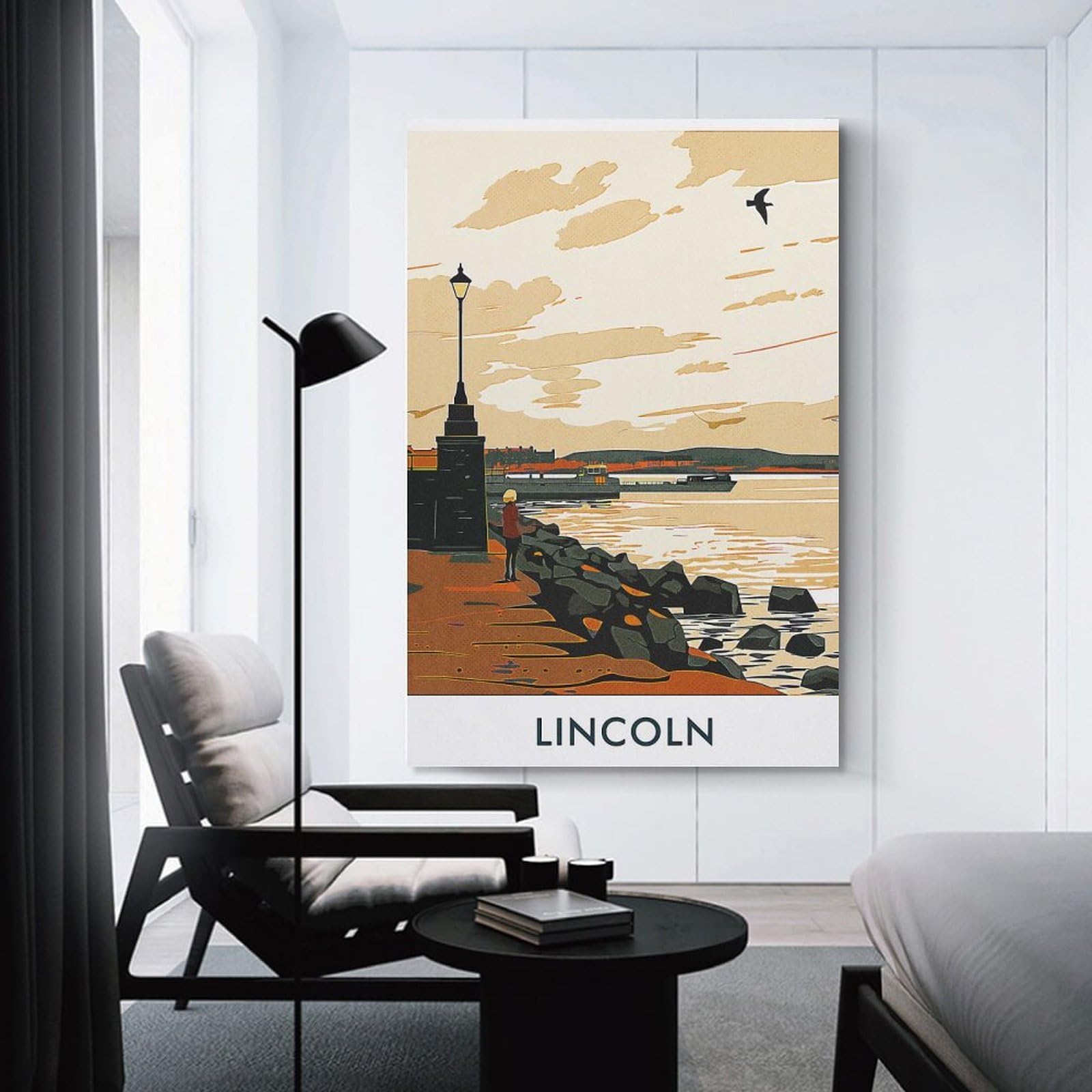 Junmoney Lincoln Cityscape Room Decor Wall Art, 24x36inch(60x90cm), for Office, Study Or Home Workspace, Decorative Artwork for Productive Spaces