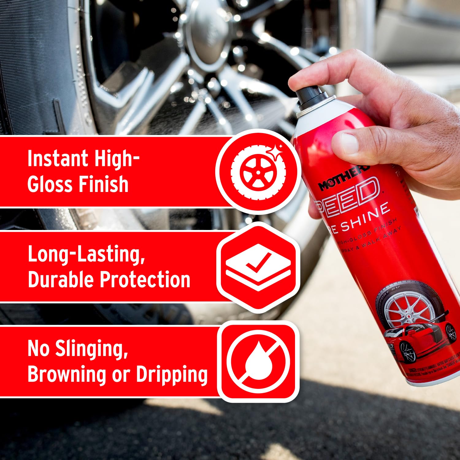 Mothers 16915 Speed Tire Shine, 15 oz., Tire & Wheel Care - Amazon