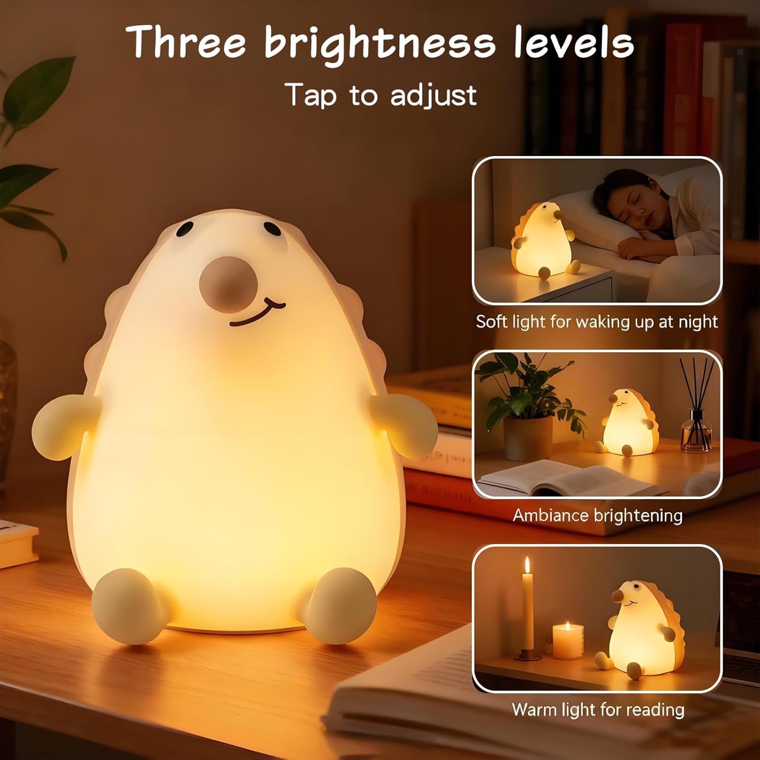 OOWOKS Luce notturna a LED per bambini Lgel Lampada da notte con 7 colori e 3 livelli di luminosità Luce notturna in silicone per neonati Lampada touch con animali Ricarica USB e funzione timer