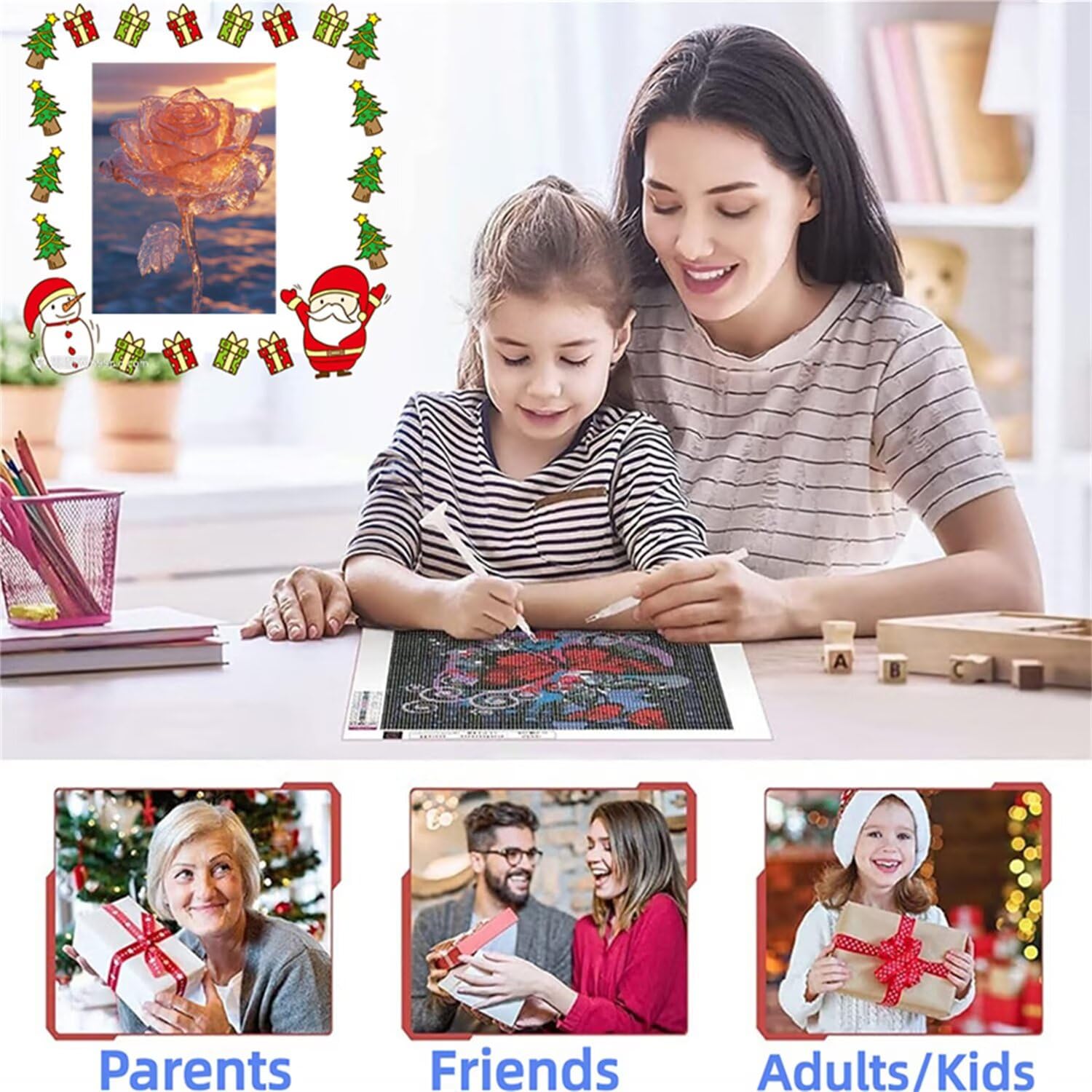 Diamentowa sztuka róża, malarstwo diamentowe, różowe, DIY, kwadratowe wiertło, klejnot, sztuka, dla dorosłych, początkujących, kryształ górski, haft, zestawy rzemieślnicze, mozaika, zestawy