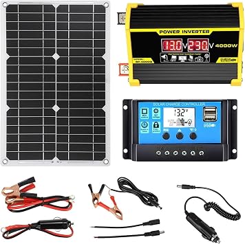 Solar Panel Kit with MPPT Charge Controller and Pure Sine Wave Inverter - Complete Off-Grid Power System for RV, Cabin, Boat, and Emergency Backup