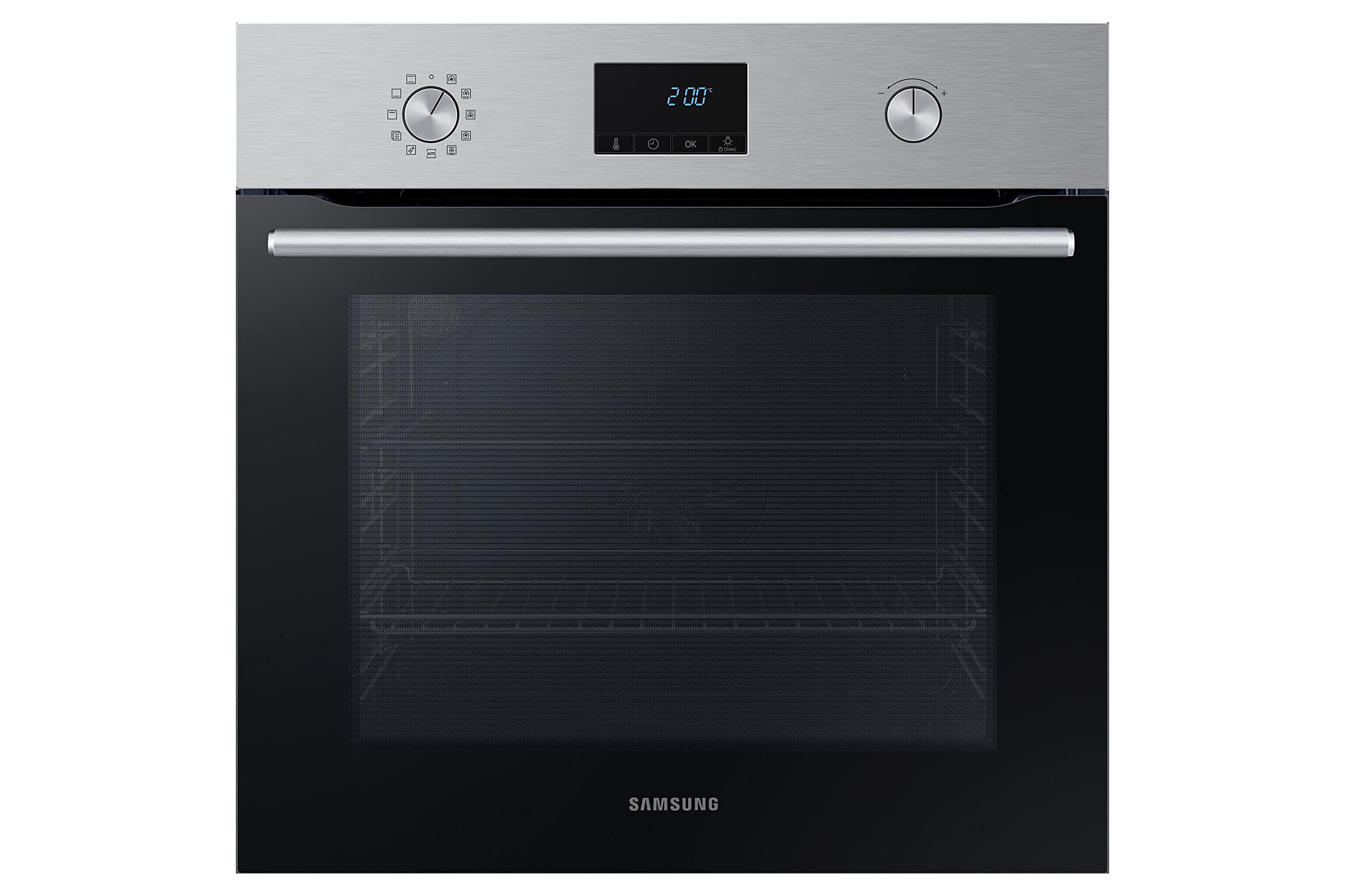 Samsung Stainless Steel, Ceramic Enamel 68 L Electric Built-In Cooking Oven with Pyrolytic Self-Cleaning, Steam Clean, Auto Defrost, Blue