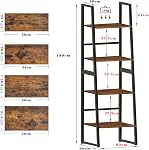 DRM Industrial 4-Tier Leaning Ladder Shelf: 2-in-1 Space-Saving Storage Rack & Rustic Bookshelf for Living Room, Bedroom, Kitchen, Office | Compact Design with Metal Frame & Adjustable Wood Shelves