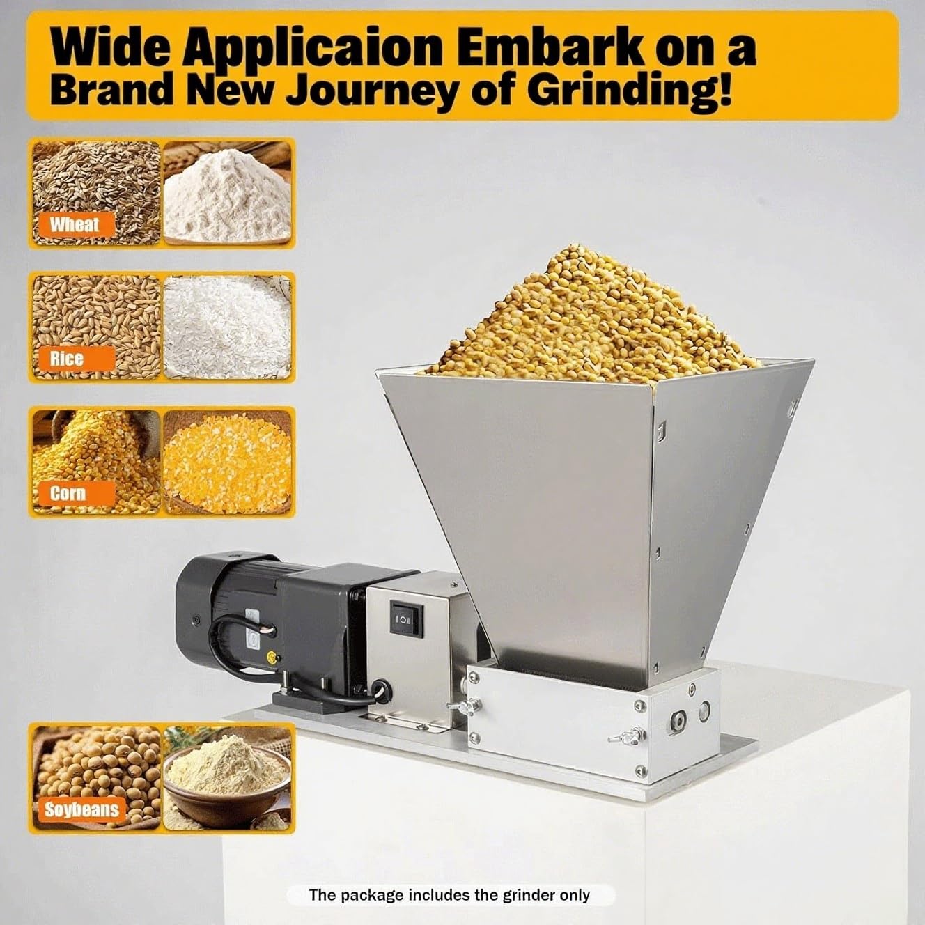 Macinino elettrico per cereali, 60 W, in acciaio inox, 4 l, ad alta capacità, per cereali, mais, cereali, erbe e spezie, ideale per l'industria alimentare e casalinga