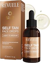 REVUELE Self Tan Face Drops Light to Medium - Progressive Action Self-Tanning Face Drops, Illuminating Serum for Natural Golden Complexion, Customizable Glow Effect, Moisturizing and Streak-free, 30
